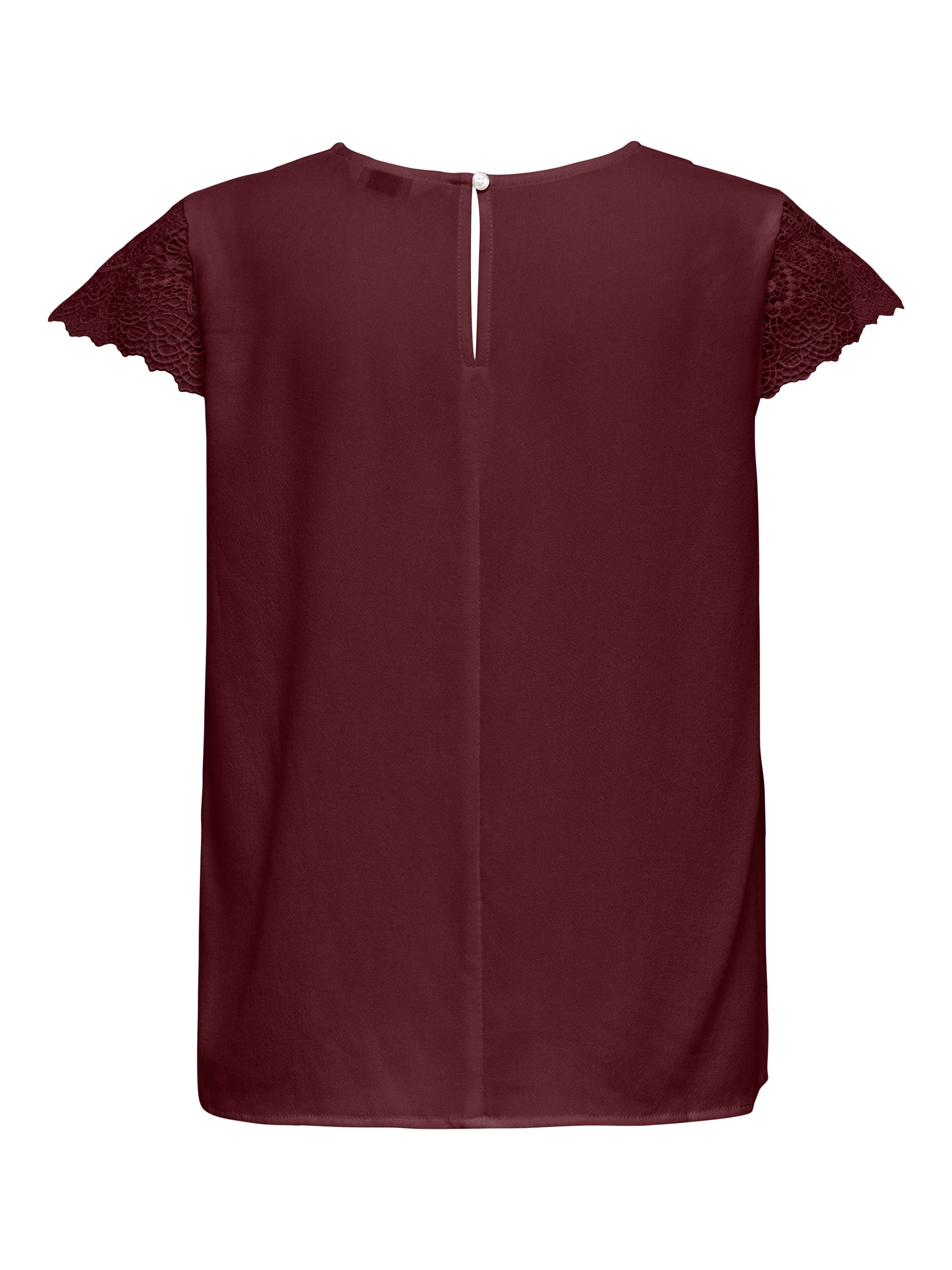 ONLY Kurzarmbluse ONLELVA-VIA S/S DETAIL TOP WVN CS FR Viskose, Spitze
