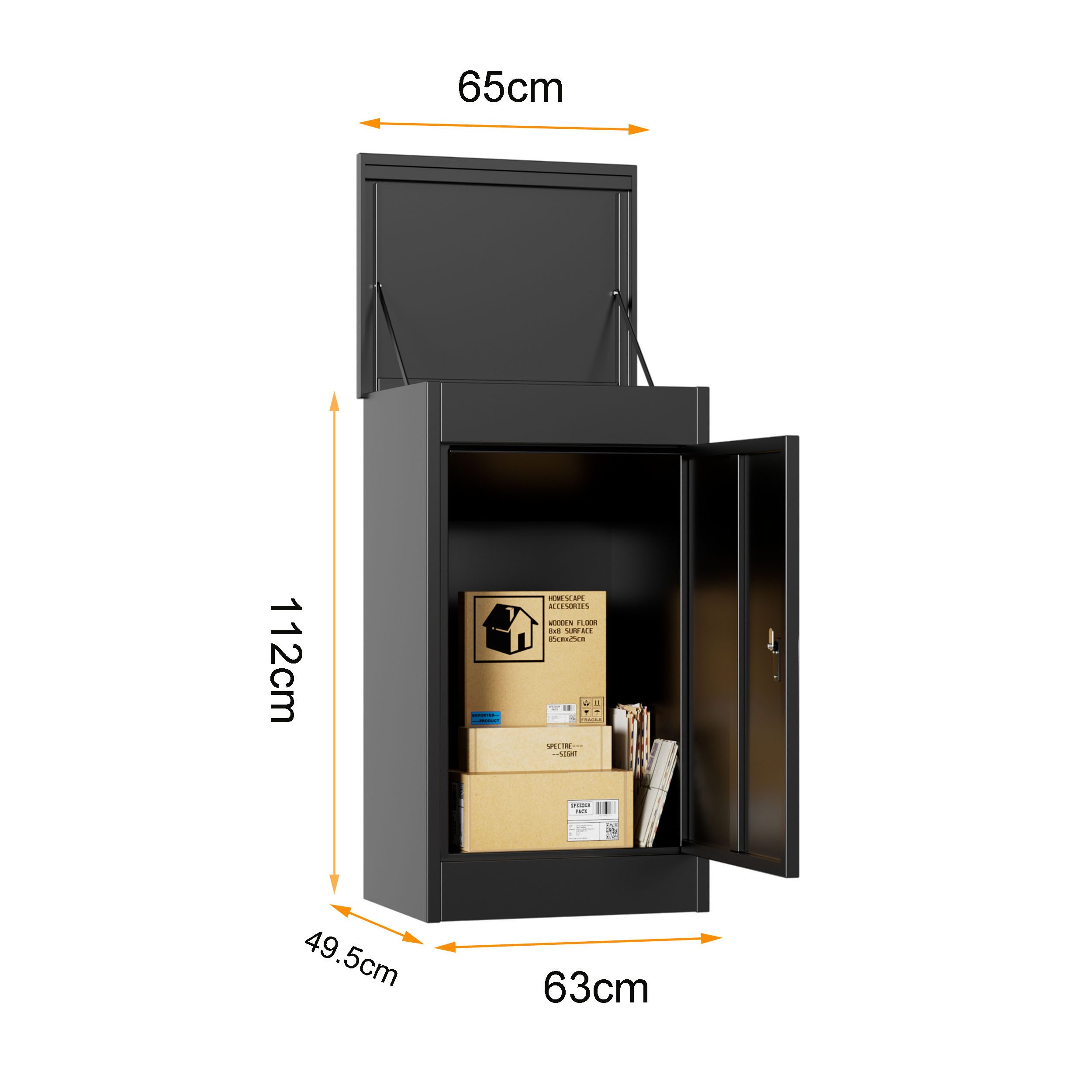 TWSOUL Standbriefkasten mit Paketfach & Zahlenschloss – Paketbriefkasten aus Stahl,wasserdicht, extra großes Fassungsvermögen, diebstahlgeschützt, 63 ×49.5× 112 cm