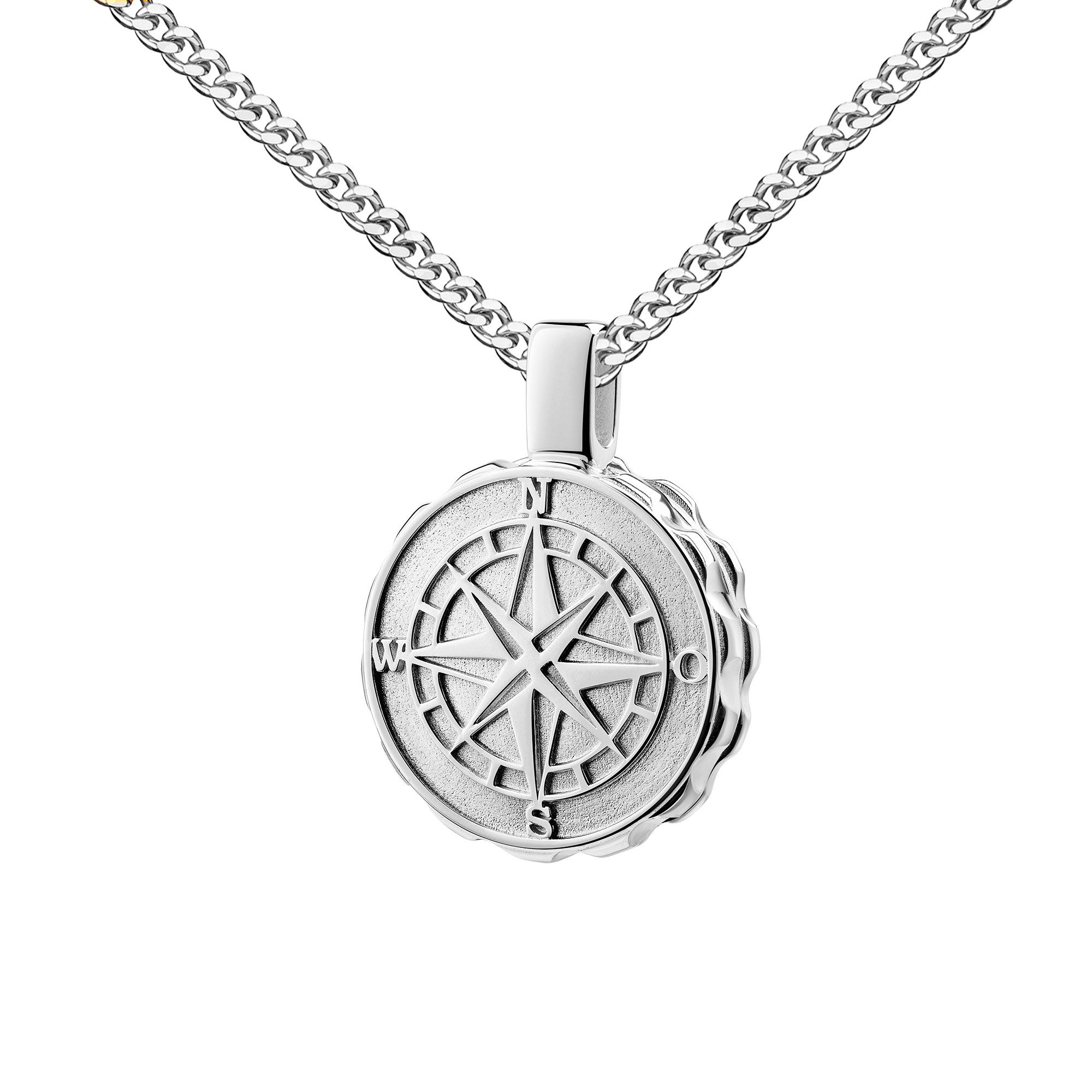 Medallionanhänger Outdoor-Medaillon Kompass Silber -Feuchtigkeitsschutz- Made in Germany