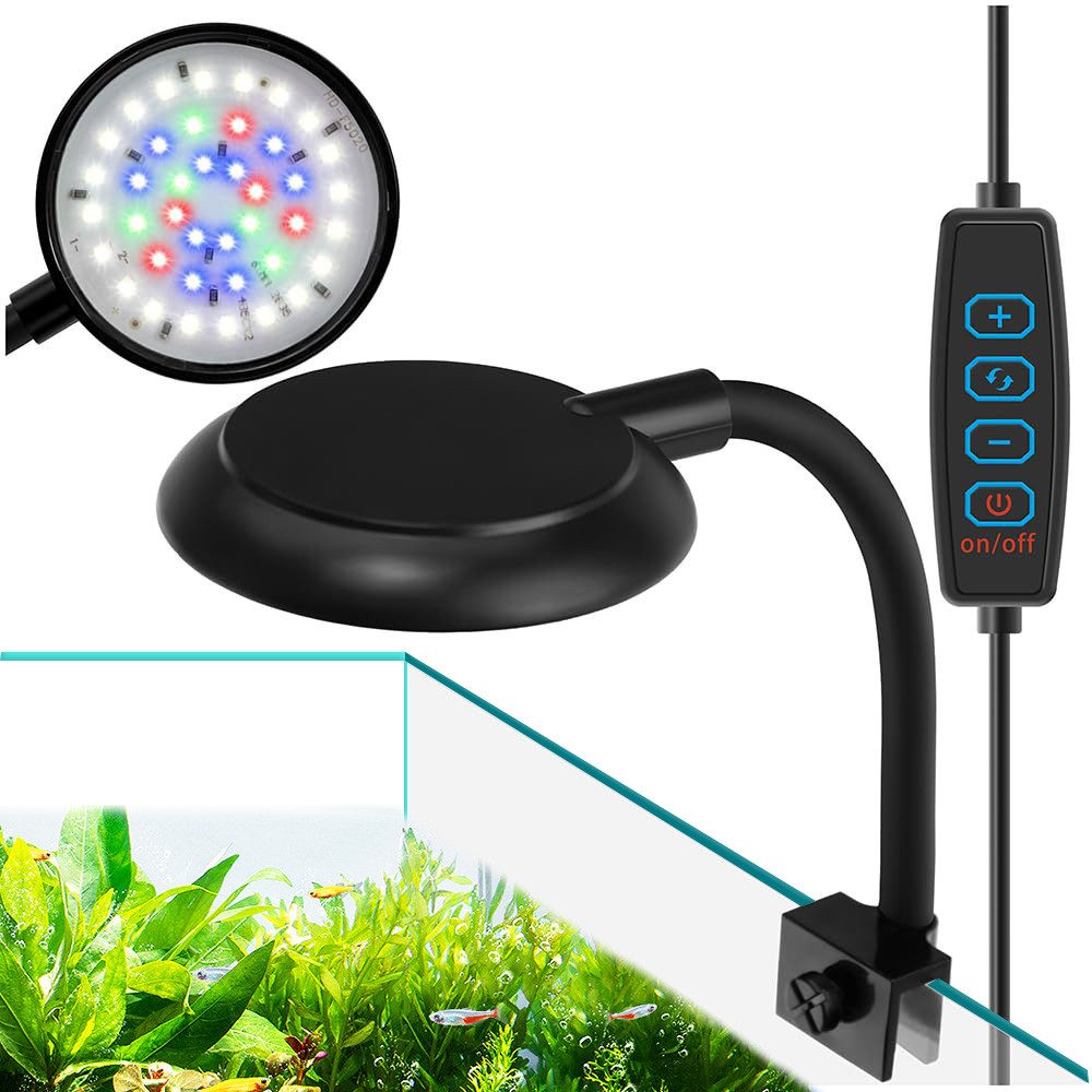 LED Aquariumleuchte 7W Clip On Aquarium Licht,360°-Einstellung,LED Aquarium Beleuchtung