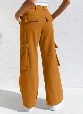 ZWY Gerade Jeans Workerjeans, Straight-Jeans Damen Hoher Taille Jeanshosen (1-tlg) Wide Leg Schlaghose Baggy Cargo Pants(16-tlg)