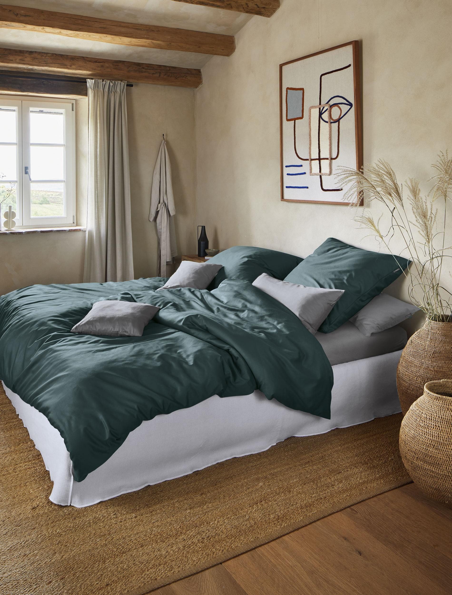 Irisette Bettwäsche Premium Satin Bettwäsche Paris, Mako-Satin, 2 teilig, hochwertige Uni Premium Bettwäsche mit Reißverschluss, 100% Baumwolle