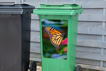 MuchoWow Wandsticker Schmetterlinge - Blume - Natur (1 St), Mülleimer-aufkleber, Mülltonne, Sticker, Container, Abfalbehälter