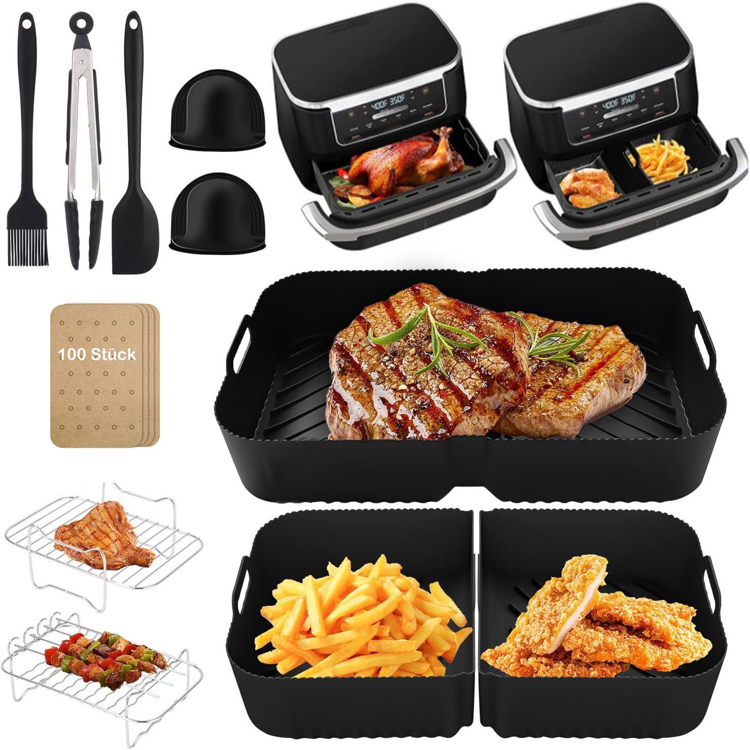 Backform Airfryer Zubehör,Heißluftfritteuse Zubehör Set,Silikonformen,BPA-frei