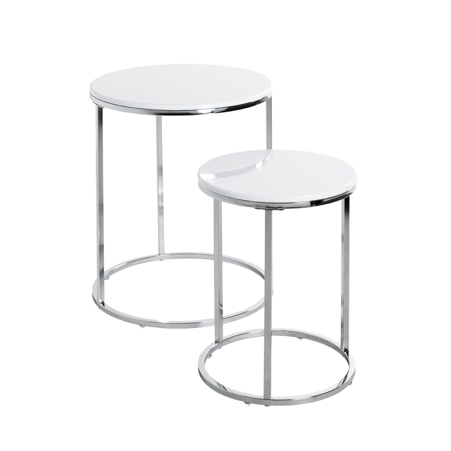 HAKU Beistelltisch Beistelltische 2er Set chrom-Sofatisch MDF-H 40/50 x Ø 30/40 cm (1 Stück), Beistelltisch aus Metall, Sofatisch, Wohnzimmertisch