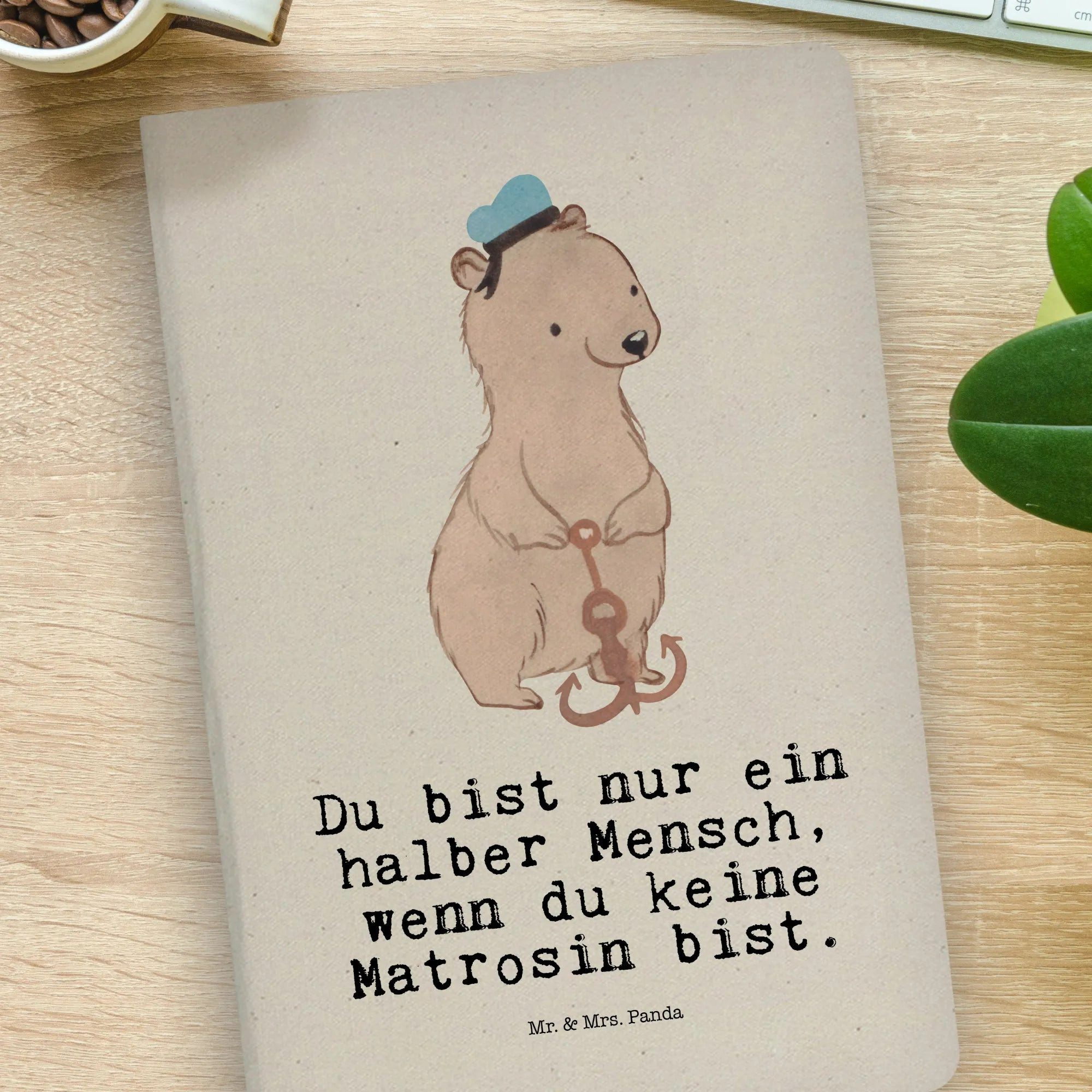 Thumbnail - Mr. & Mrs. Panda Notizbuch Matrosin Herz - Transparent - Geschenk, Kollegin, Nachhaltiges Notizb Mr. & Mrs. Panda, Echte...