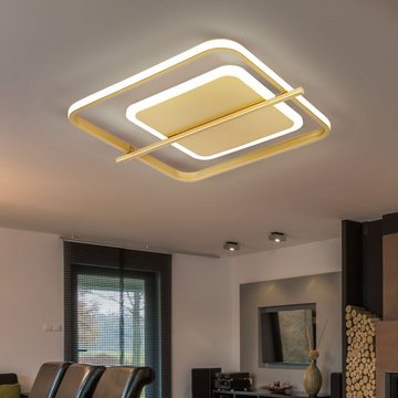 Globo LED Deckenleuchte, Leuchtmittel inklusive, Wohnzimmerlampe Deckenleuchte LED goldfarben L 40 cm
