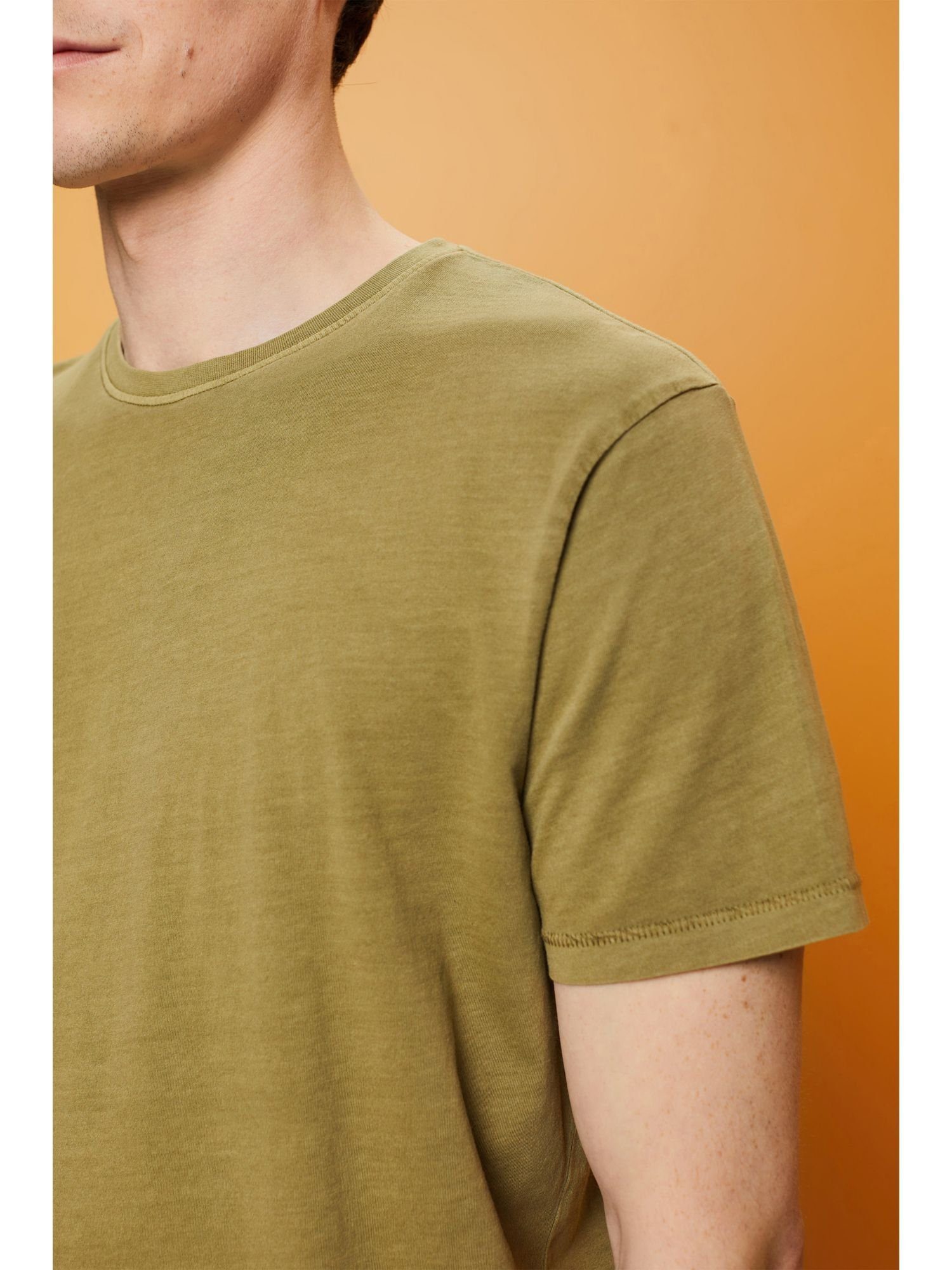 Esprit im Washed-Look, (1-tlg) T-Shirt by Baumwolle edc T-Shirt 100 % OLIVE