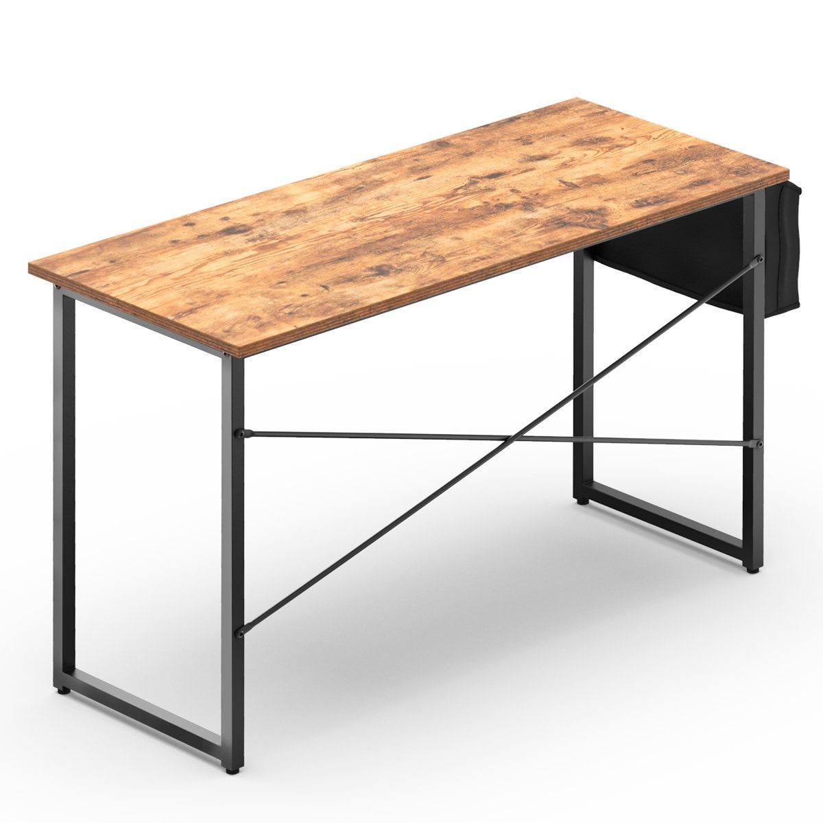 119 cm x COSTWAY Holz, x 51 76 Computertisch, mit Braun Aufbewahrungsbeutel,