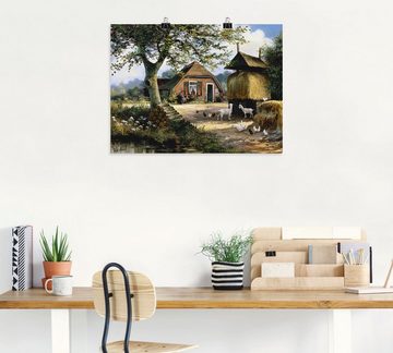 Artland Wandbild Idyllische Farm mit Hühnern und Ziegen, Garten (1 St), als Leinwandbild, Poster in verschied. Größen