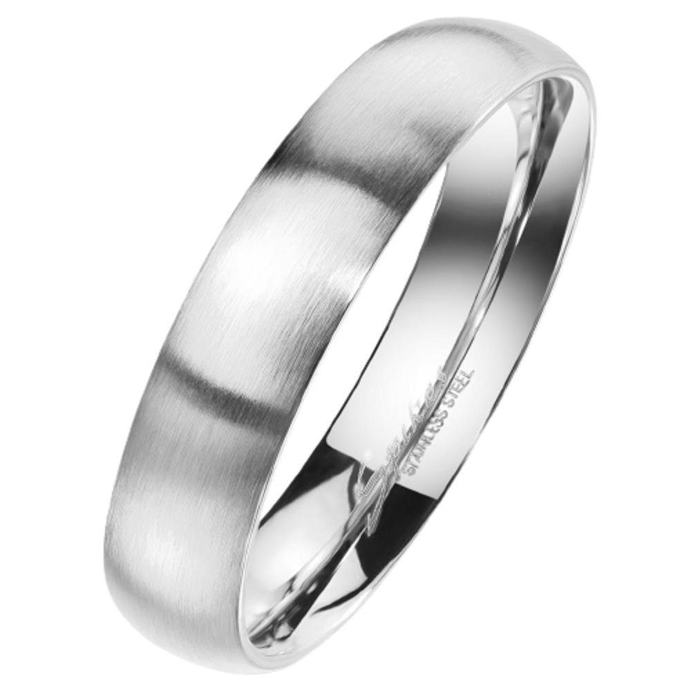 BUNGSA Fingerring Ring schmal klassisch matt Silber aus Edelstahl Unisex 57 (18.1) (Ring, 1-tlg), Damen Herren