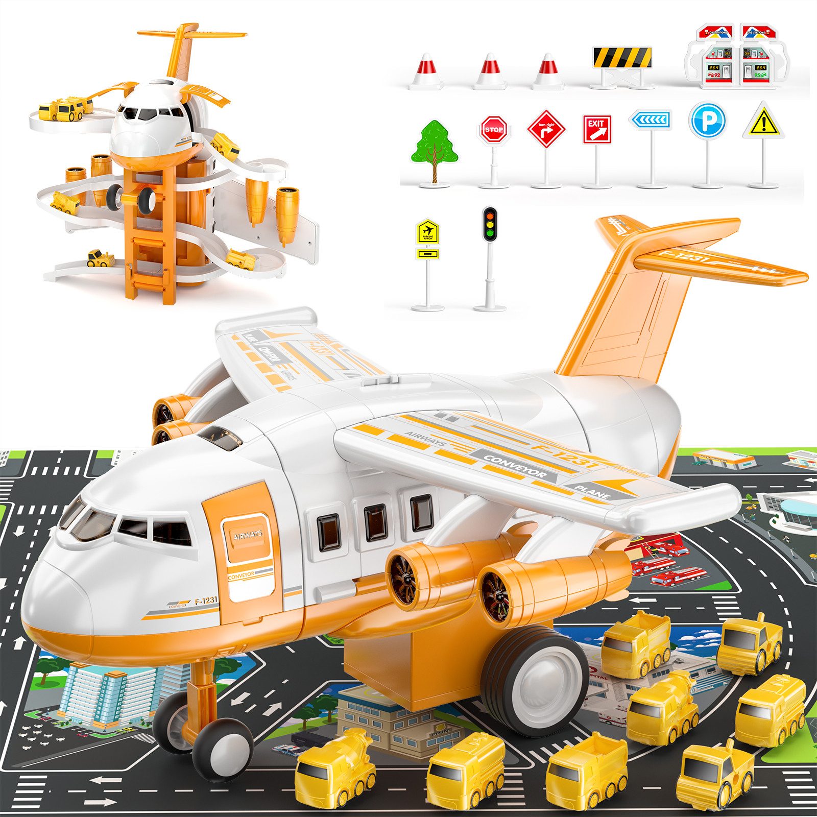 TEMI Spielzeug-Flugzeug Kinder Flugzeugspielzeug, Rennstrecken-Autospielzeu günstig online kaufen
