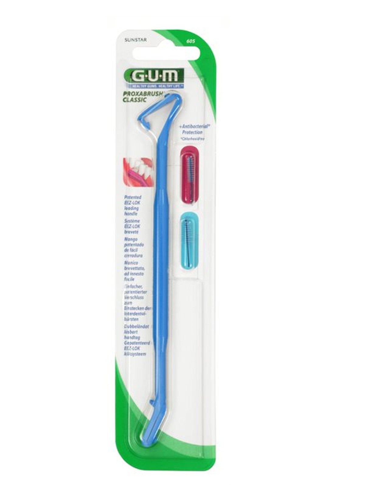 GUM Zahnseide-Stick Gum Proxabrush Classic Starterset mit Halter + 2 Ersatzbürsten