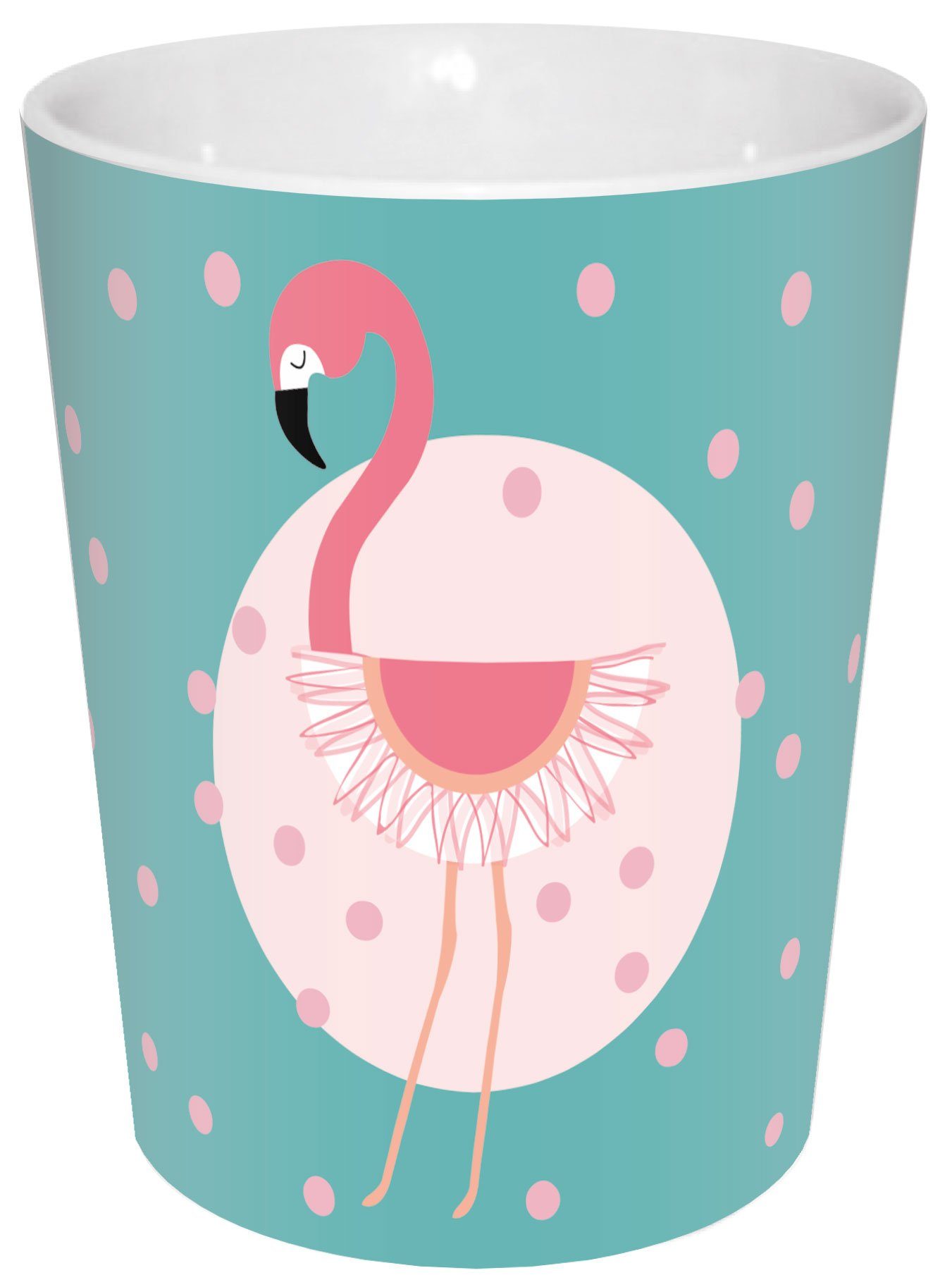 Geda Labels GmbH Becher Flamingo Punkte, 1-tlg., Porzellan, Türkis, 300 ml, spülmaschinengeeignet