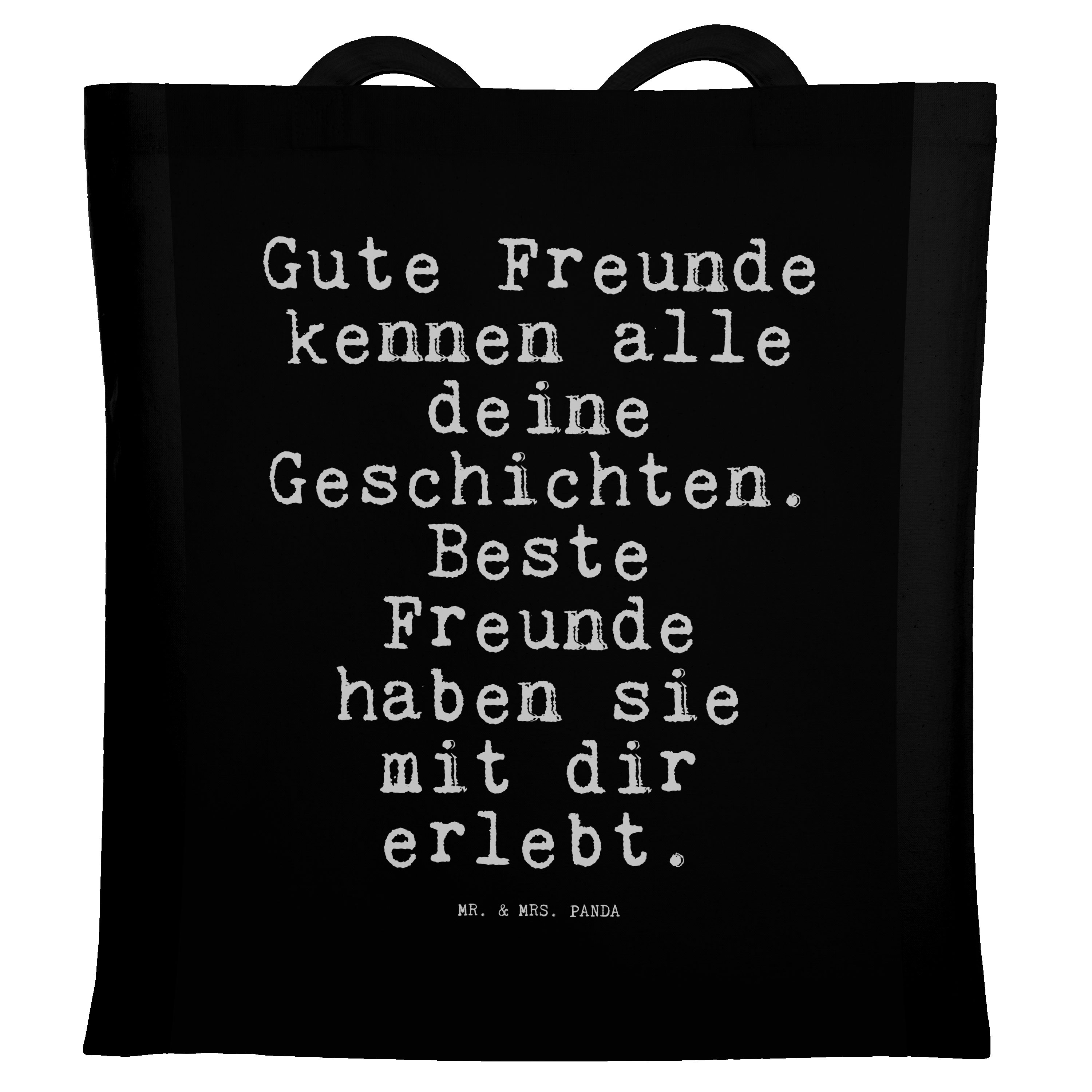 Mr. & Mrs. Panda Tragetasche Gute Freunde kennen alle... - Schwarz - Geschenk, bff, Freundin, Jute (1-tlg)