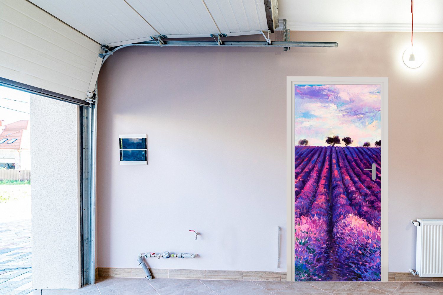 Türaufkleber, cm - bedruckt, 75x205 Tür, Ölfarbe Fototapete - St), MuchoWow Matt, (1 Blumen, Türtapete Malerei für