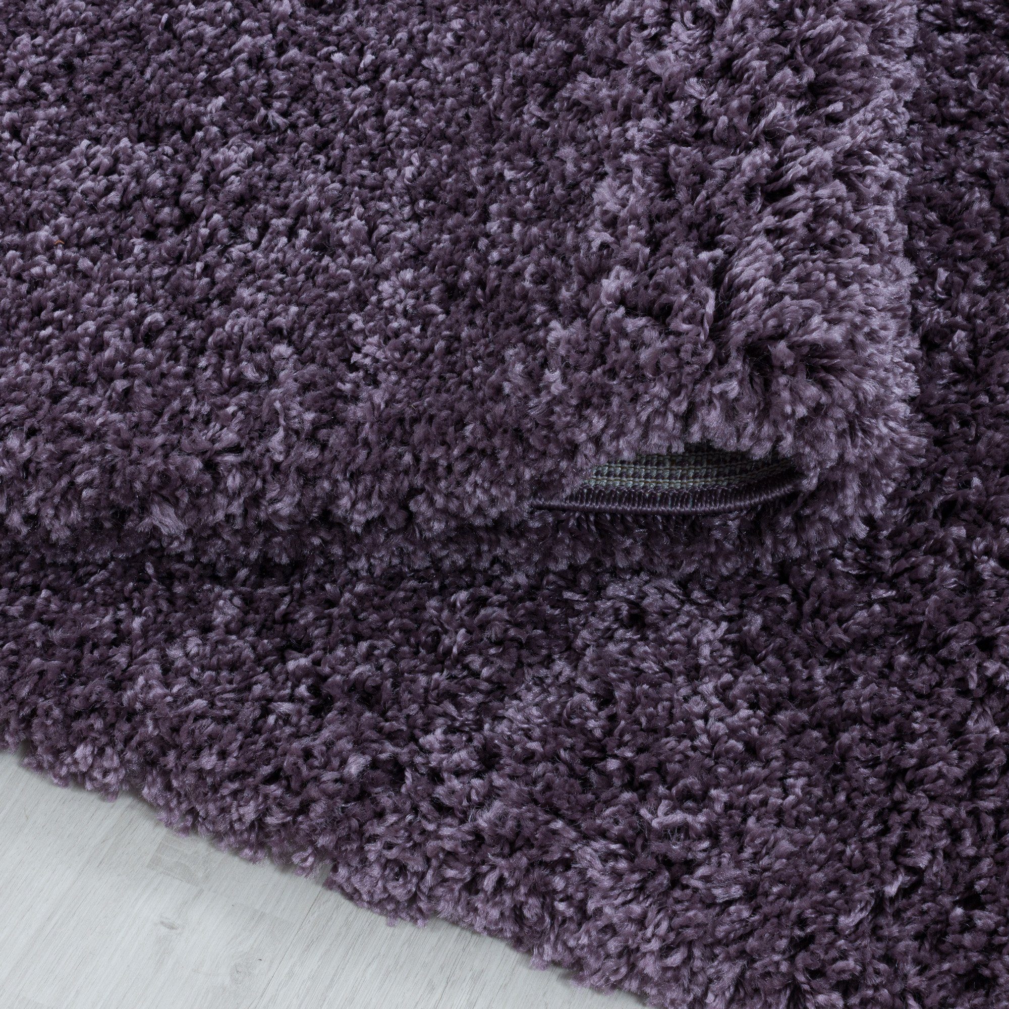 Shaggy farben Violett-2 - mm, 30 Höhe: Hochflor-Teppich Unicolor versch. und Teppich Rund, größen Carpetsale24, Runder Einfarbig, Wohnzimmer Einfarbig