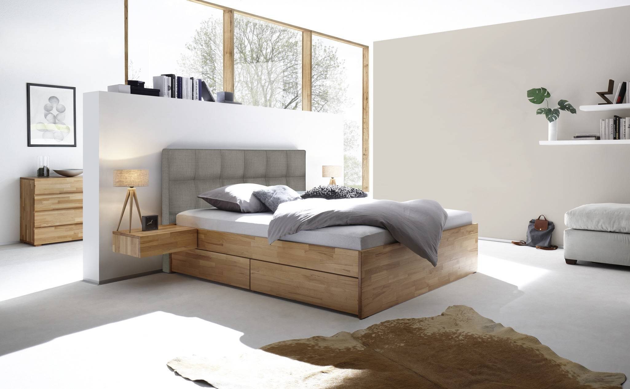 HASENA Bettgestell Hasena Function&Comfort Otello Tip-On Massivholzbett mit Stauraum (1)