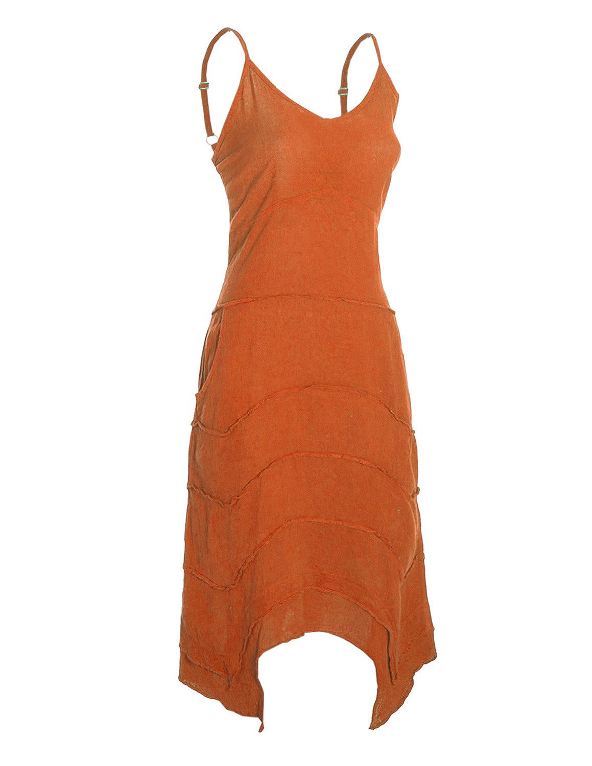 Vishes Sommerkleid Damen Träger Patchwork Zipfelsaum Baumwolle Gewebt Alternative Mode, Boho, Hippie, Ethno, Festival