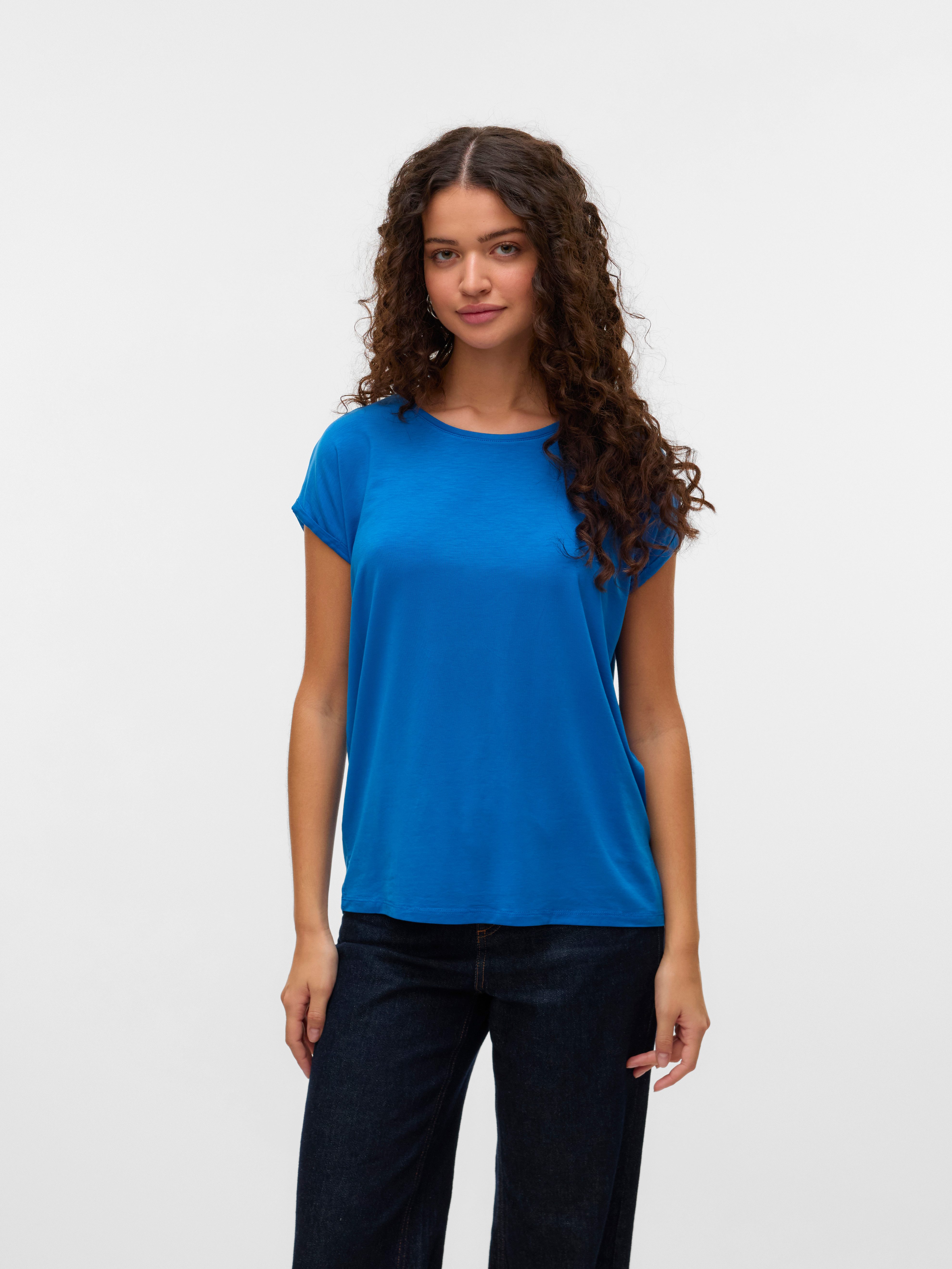 Vero Moda Rundhalsshirt VMAVA PLAIN SS TOP GAJRS NOOS Materialmix, regular günstig online kaufen