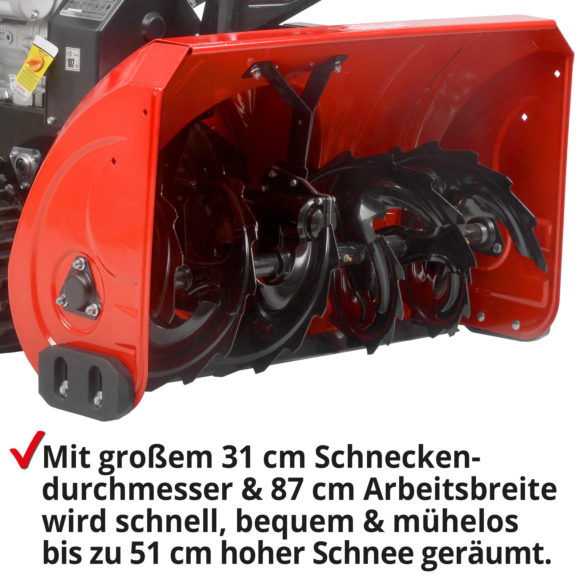 Hecht Benzin-Schneefräse mit Raupenantrieb Elektrostart LED und Griffheizung, 87,00 cm Arbeitsbreite, 8 Gänge - 15m Auswurfweite