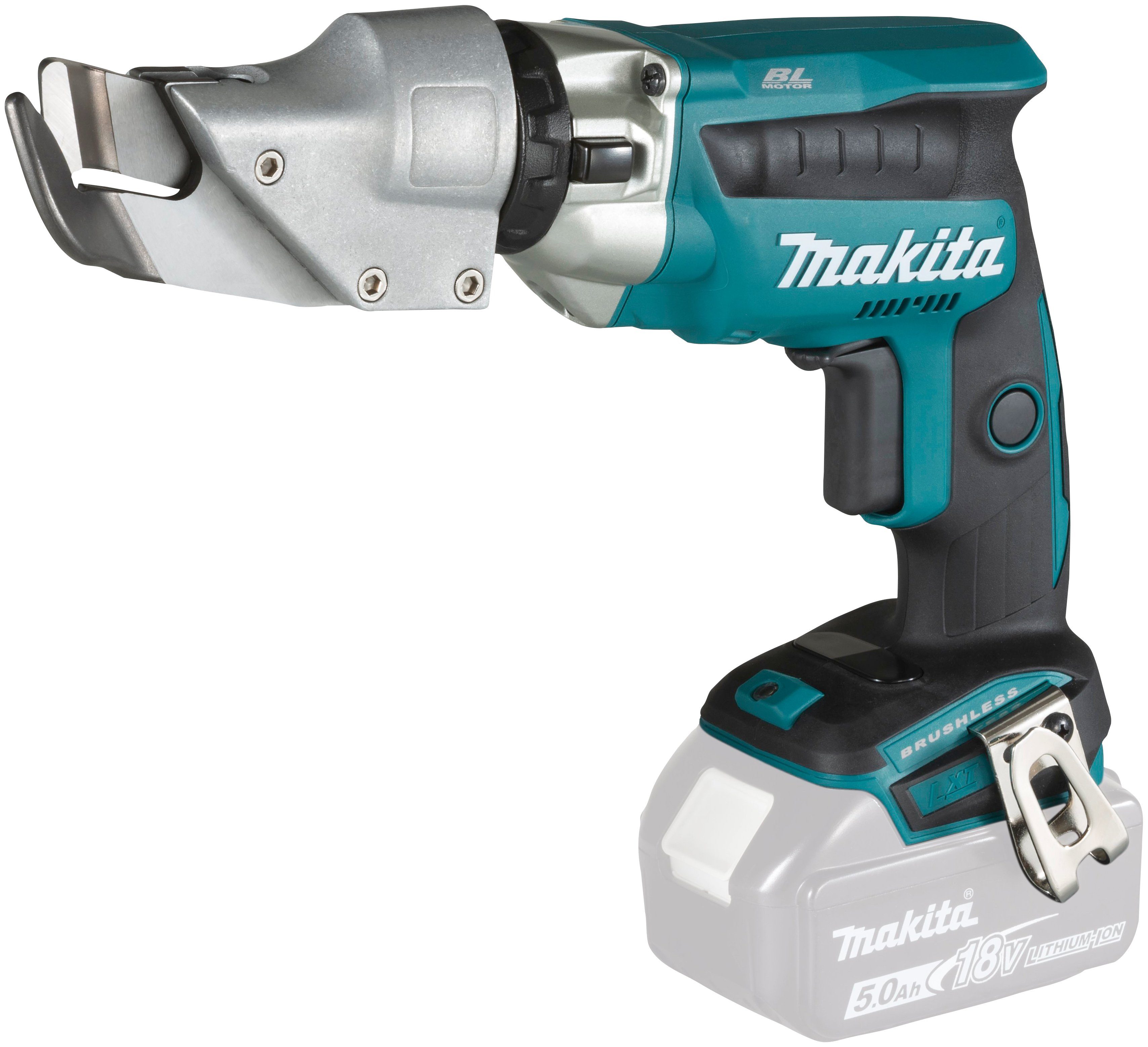 Makita Akku-Kurvenschere DJS131Z, 360° drehbarer Schneidkopf, für Bleche bis zu 1,3 mm, ohne Akku