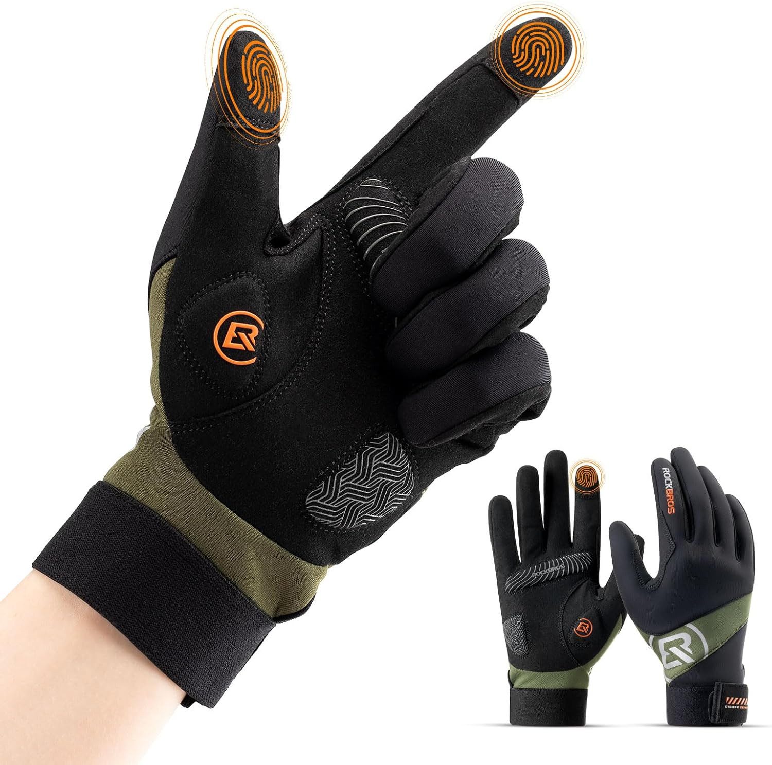 ROCKBROS Fahrradhandschuhe Herren Fahrradhandschuhe Warm Touchscreen Atmungsaktiv MTB & Ski