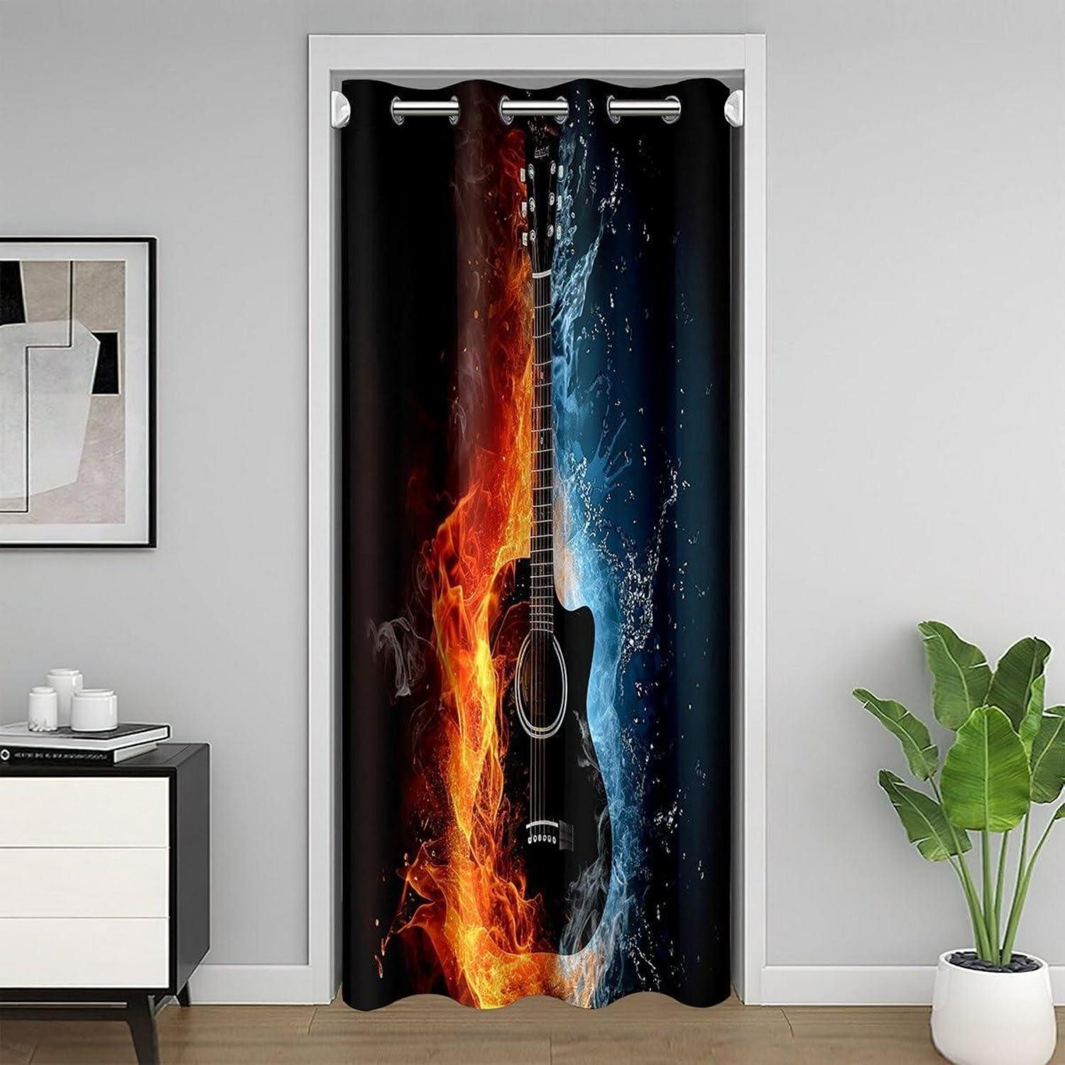 LuxusKollektion Türvorhang Tuer Vorhang Gitarre Rock Musik 86x203cm blau gold (1 St)