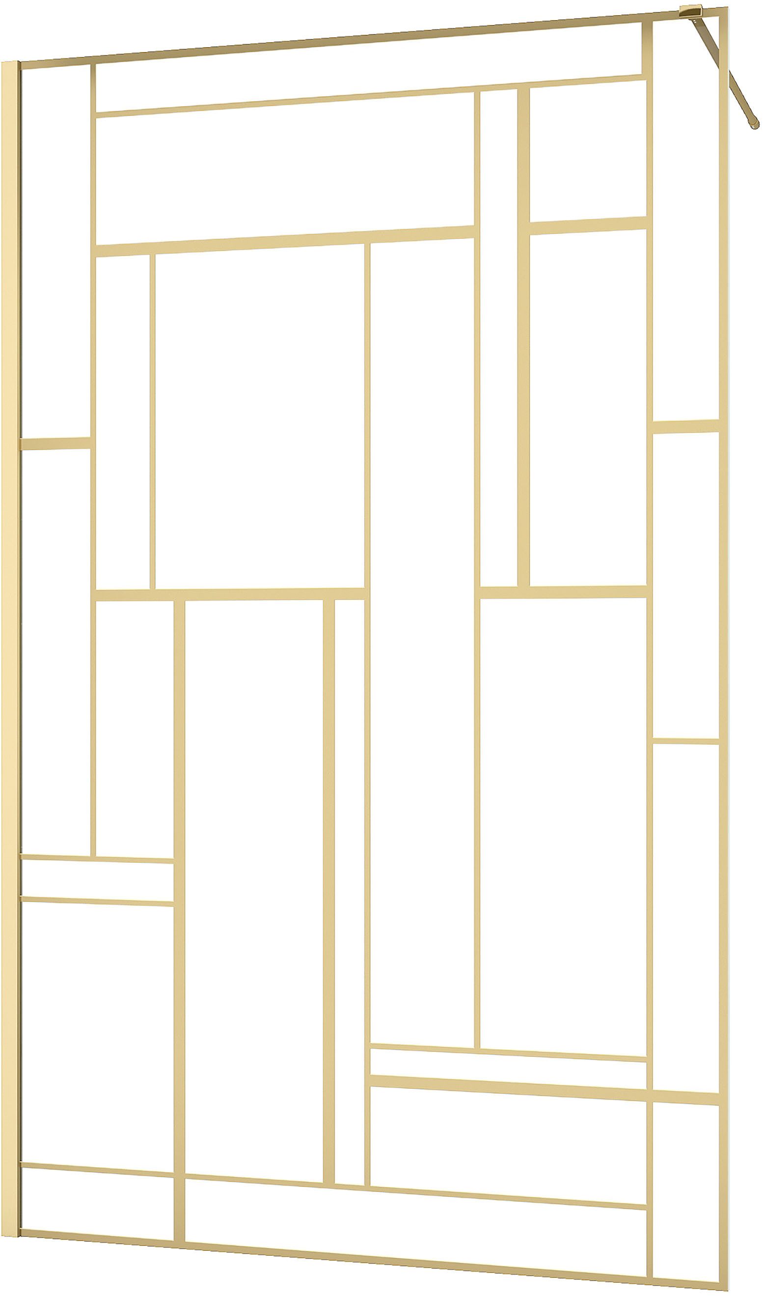 Marwell Walk-in-Dusche Gallery, Einscheibensicherheitsglas, im Stile des ART DECO: mit goldenen Siebdruck und Wandprofil