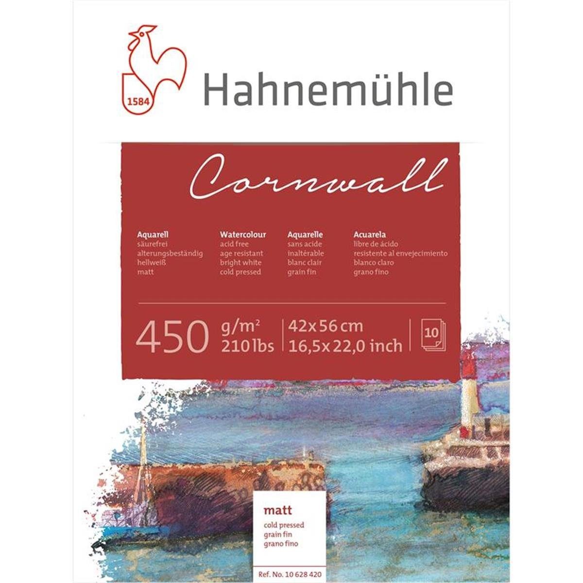 Hahnemühle Aquarellpapier Cornwall Aquarellblock - 450 g/m² - matt - 42 x 56 cm - 10 Blatt