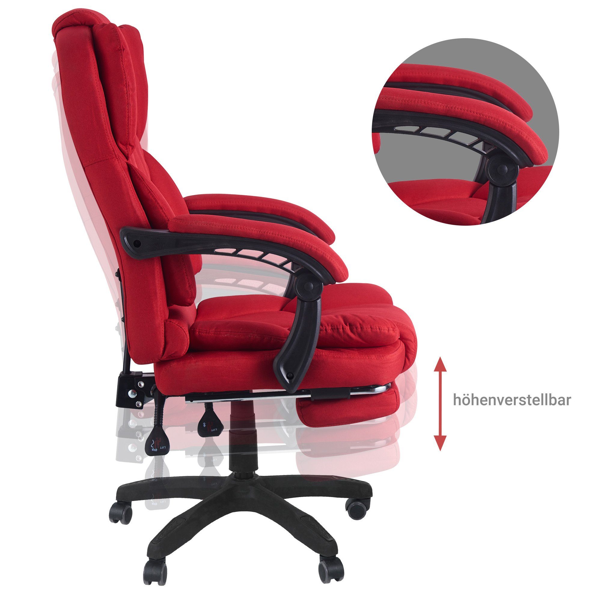 mit TRISENS Home Office Weinrot Stoff-Design (einzeln), Ares in Bürostuhl Chefsessel flexiblen Chair Armlehnen