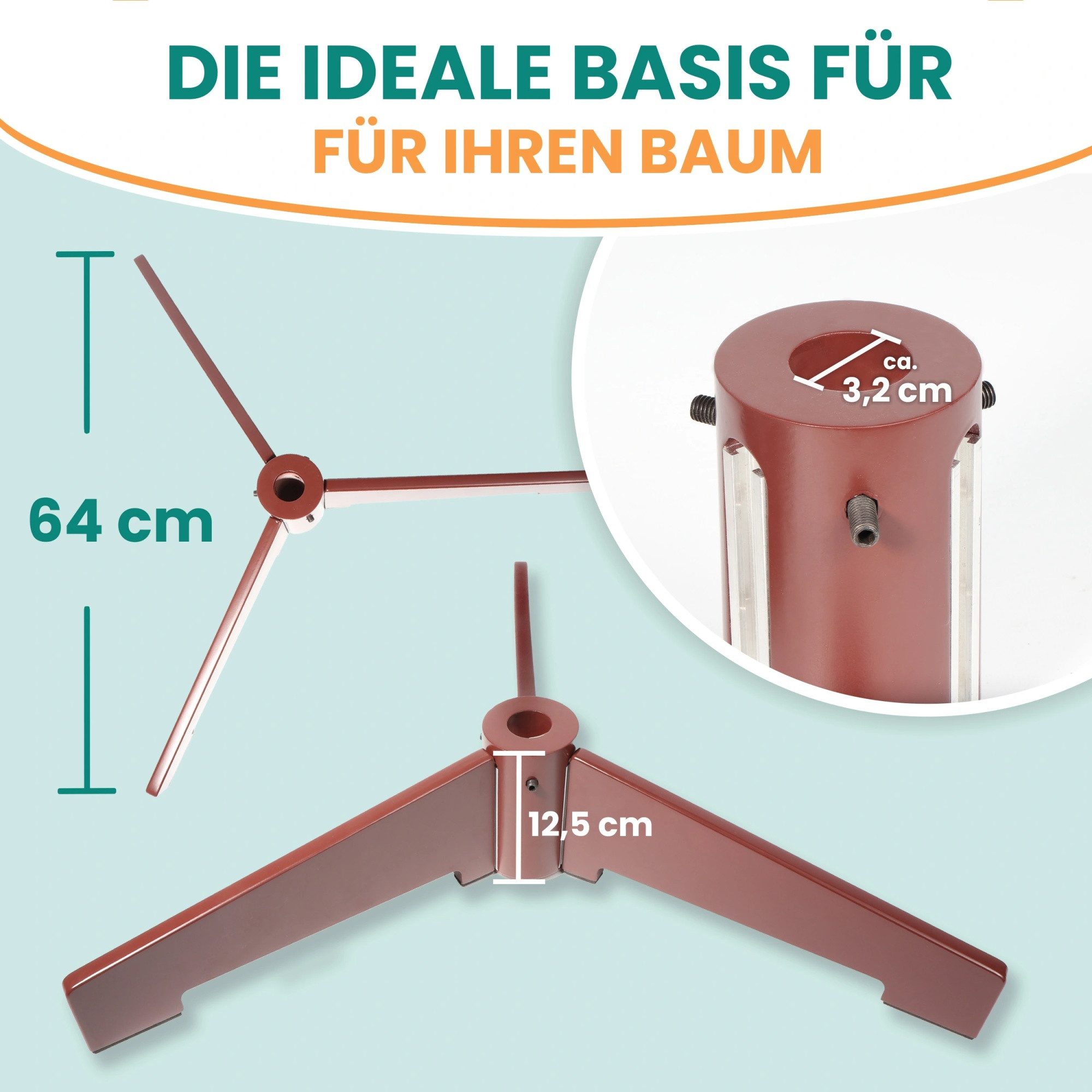 Gartenpirat Christbaumständer aus Kautschukholz Dunkelbraun für Bäume bis 210 cm Höhe, zerlegbar