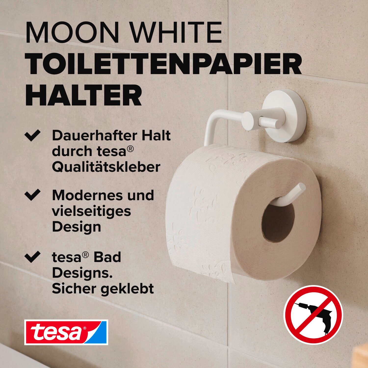 tesa Toilettenpapierhalter MOON Toilettenrollenhalter ohne Bohren günstig online kaufen