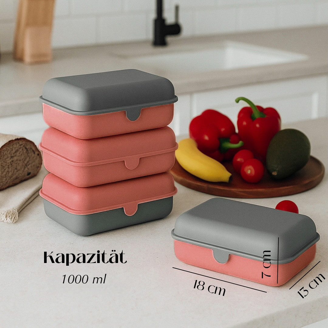 COFI 1453 Lunchbox Brotdosen 3er-Set Frühstücksbox spülmaschinenfest, stapelbar, 1000 ml, Kunststoff, (3-tlg., 3er Set), Made in Germany