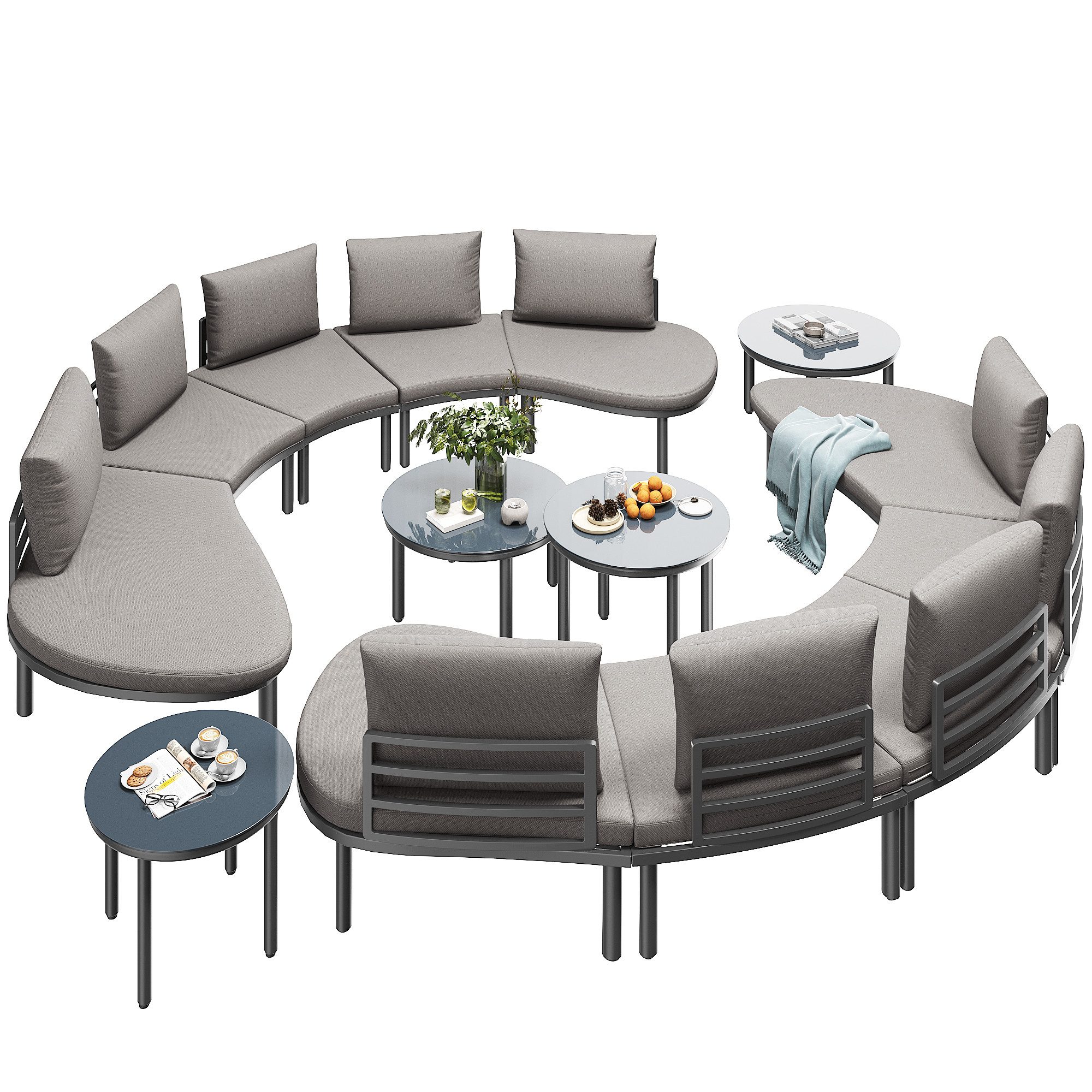 OKWISH Gartenlounge-Set Gartenmöbelset,mit verzinktem Eisengestell, (Garten günstig online kaufen