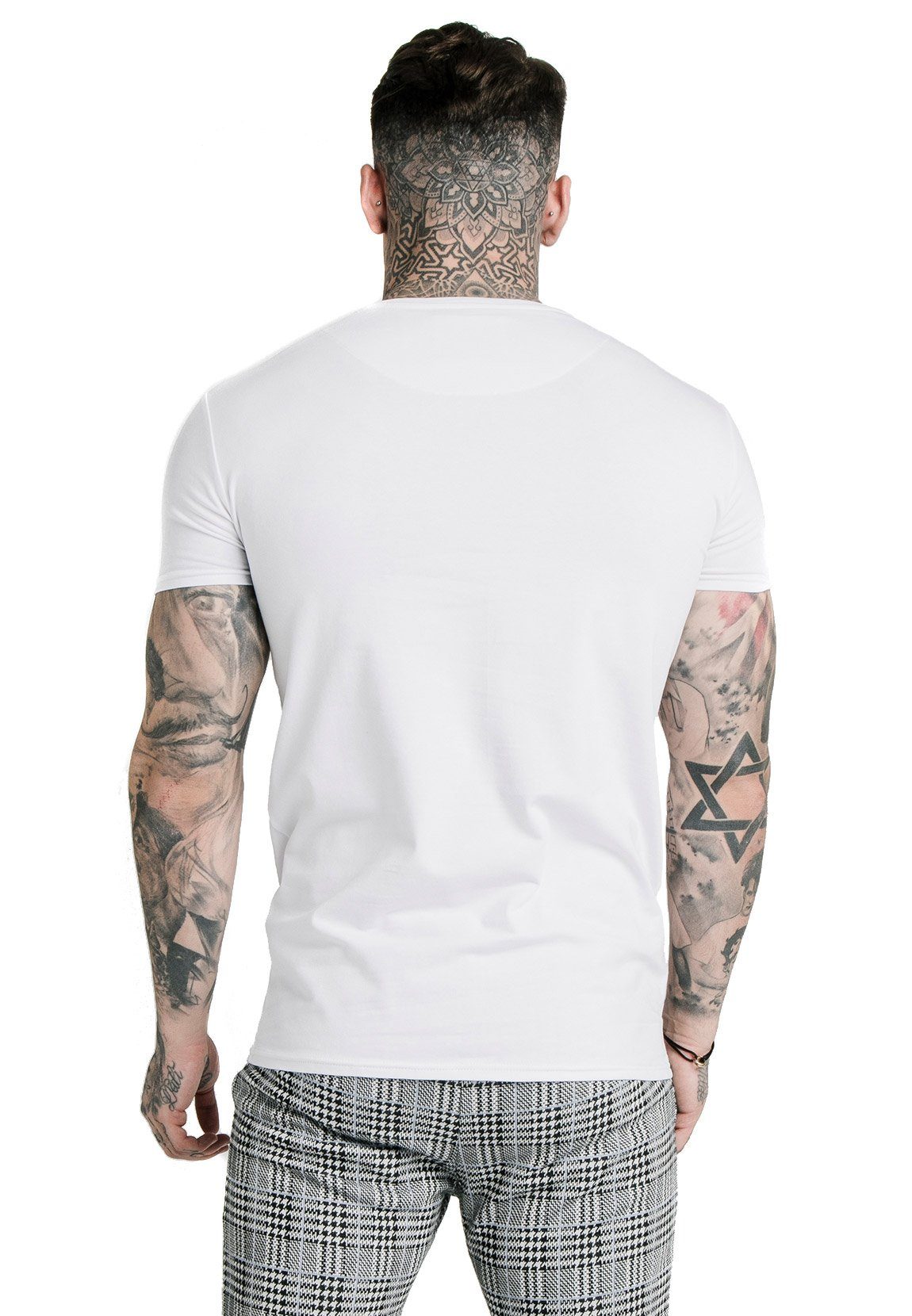 T-Shirt PANEL T-Shirt White TEE SS-17539 SMART Herren Siksilk SikSilk