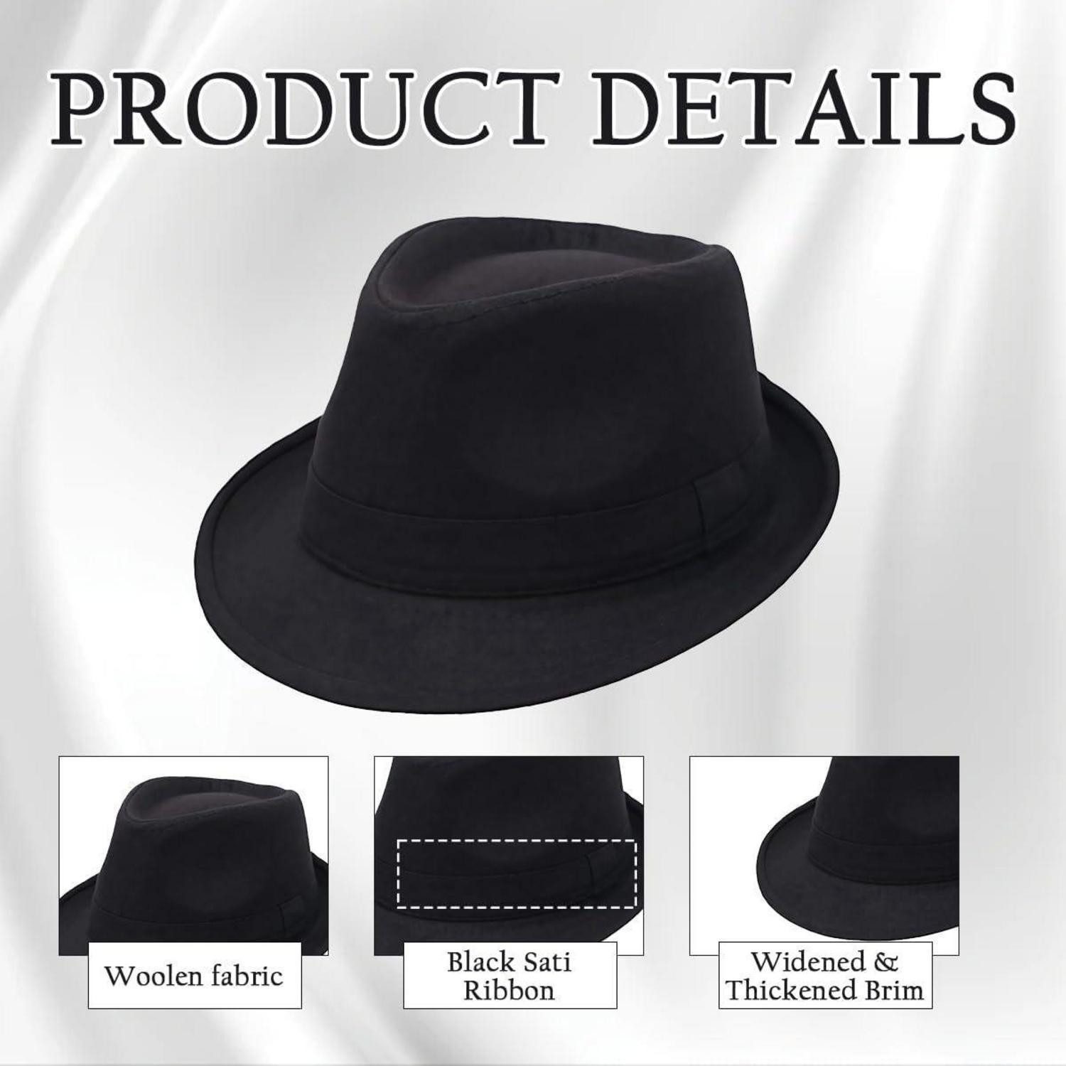 LuxusKollektion Fedora Fedora-Hut Wollmischung schwarz breite Krempe Größe L 60 cm