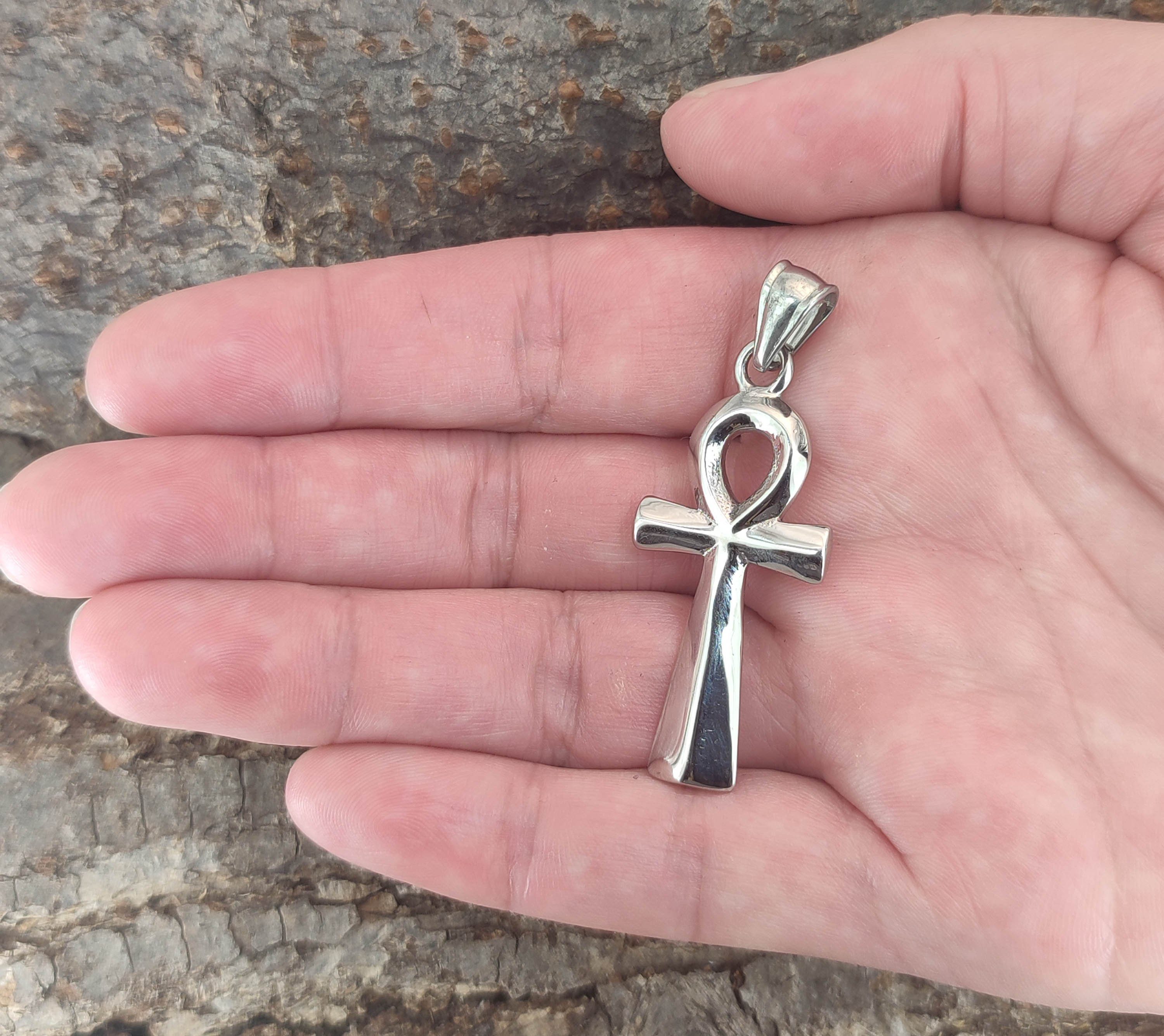 Kiss of Leather Kettenanhänger Ankh Edelstahl Anch ägyptisches koptisches Kreuz Henkelkreuz