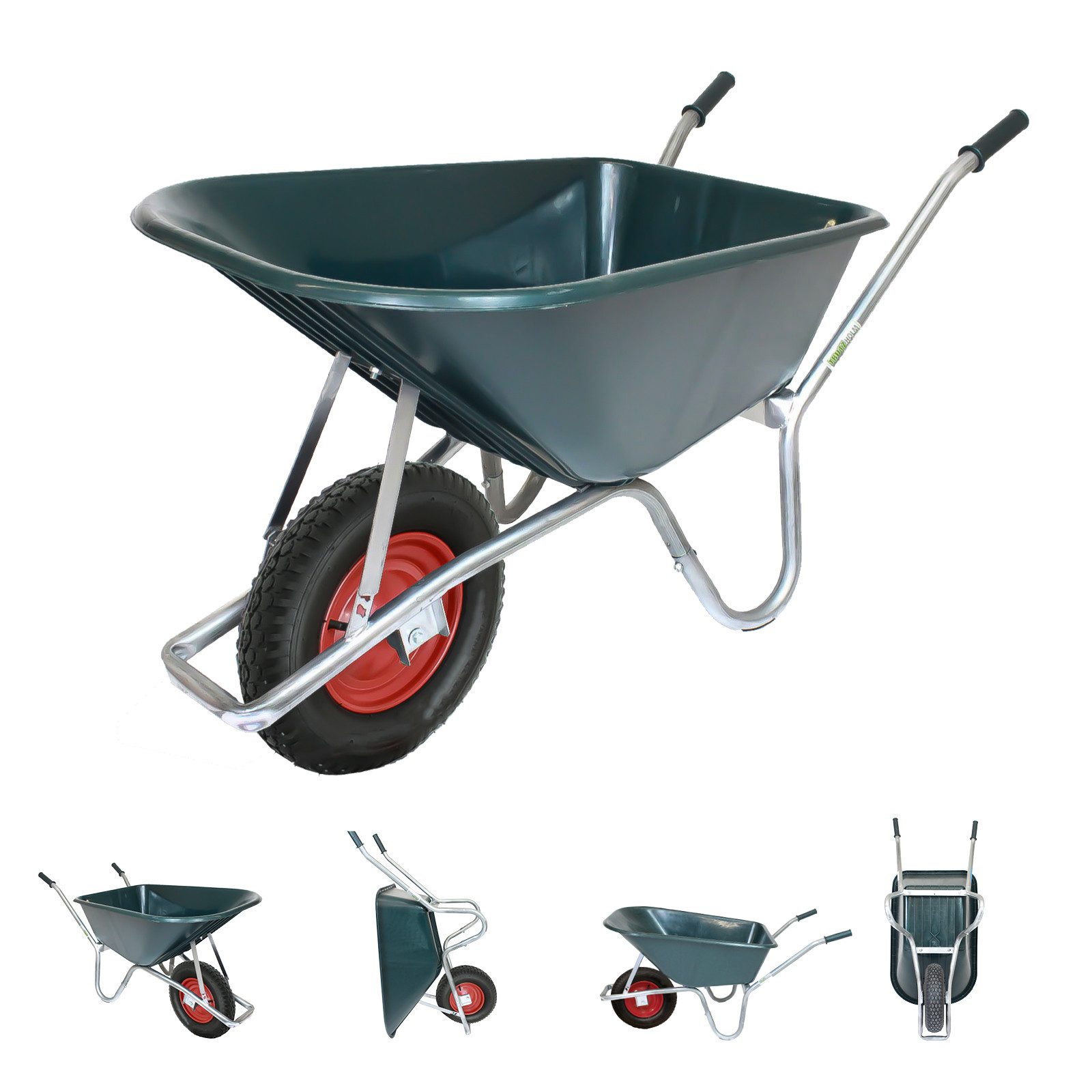 TRUTZHOLM Schubkarre 1 Rad Schubkarre 100 Liter bis 250 kg Kunststoffmulde Gartenschubkarre, Extrem Belaastbar,Auf allen Untergründen