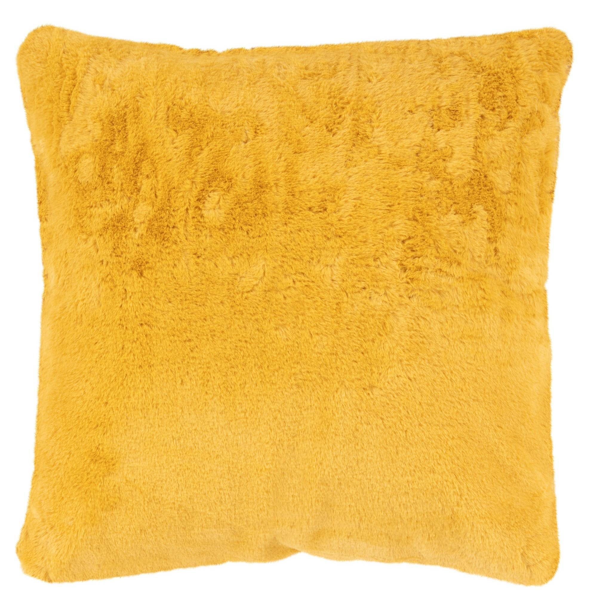 GMD Living Dekokissen HEAVEN, flauschiges Dekokissen in Felloptik, 80 x 80 cm yellow (gelb)