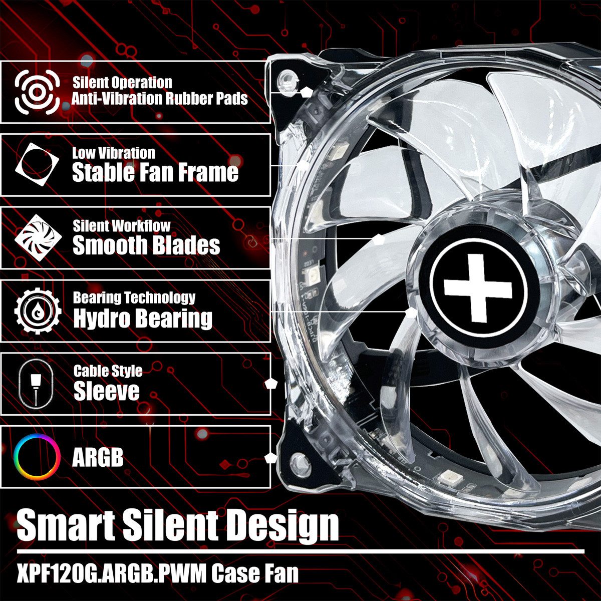 Xilence Gehäuselüfter XPF120G.ARGB.PWM Lüfter Hydro Bearing, XF092