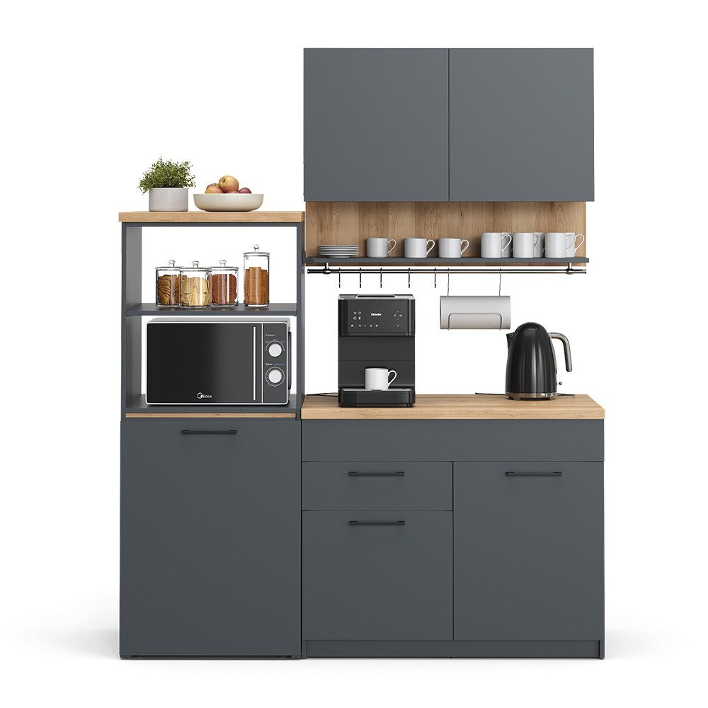 Vicco Küchenzeile Egbert, Anthrazit/Artisan-Eiche, 160 cm mit ausziehbarem günstig online kaufen
