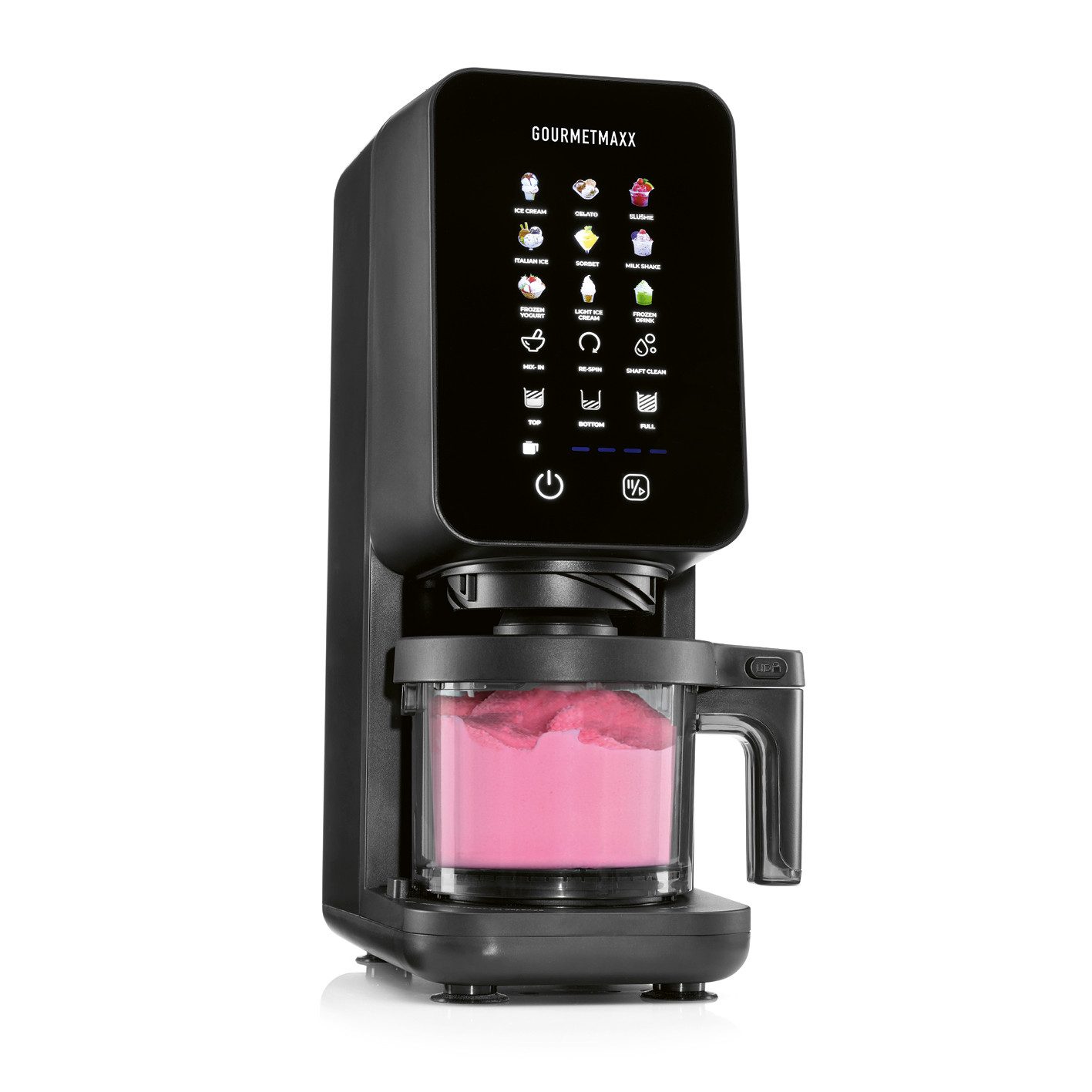 GOURMETmaxx Eismaschine SmoothUp Touch 700 Watt - Eiscreme-Maschine + 9 Programme, 700 W, Speiseeisbereiter + LED Display, Sorbet-Maschine - 2 Becher inklusive