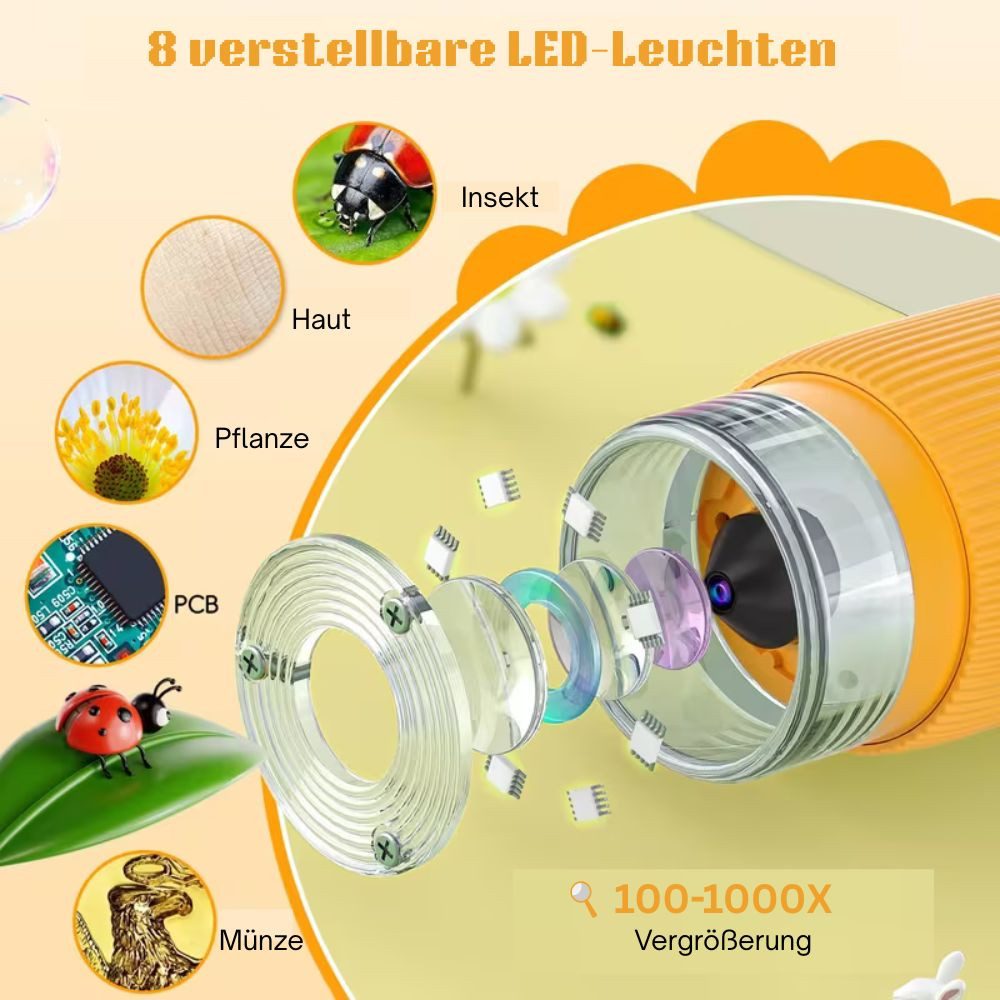 Montegoni Digital Mikroskop 1000X HD mit Kamera USB Lernspielzeug Kinder Kindermikroskop (1000X HD Mikroskop mit Kamera und USB Funktion)