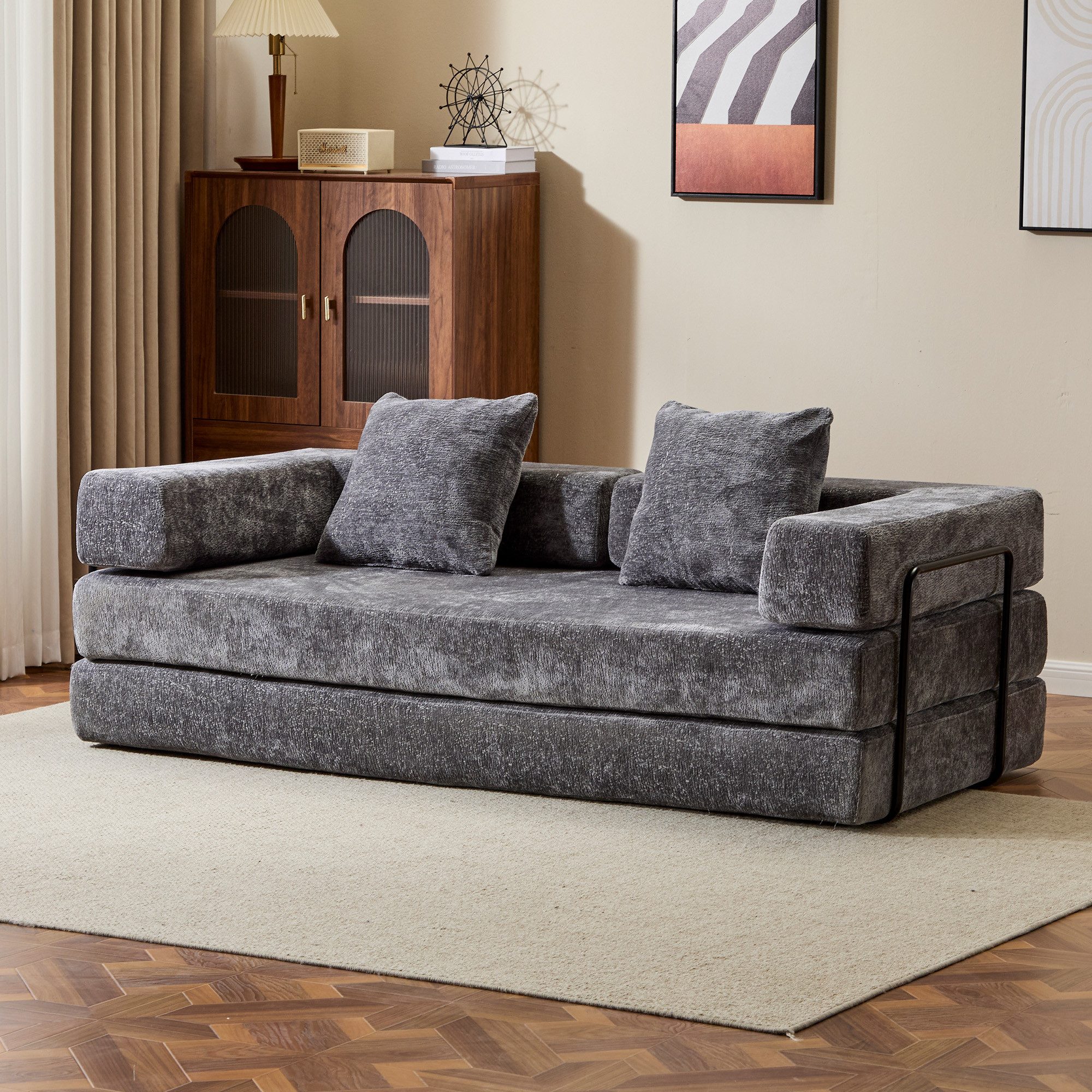 Leawin Loungesofa 4-in-1 Wohnzimmers sofa mit Schlaffunktion – faltbares Sofa, Platzsparendes Design für kleine Räume – Sofa, Liege und Bett in einem