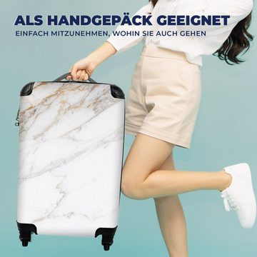 MuchoWow Handgepäckkoffer Marmor - Stein - Weiß - Gold - Marmoroptik - Stein - Luxus, 4 Rollen, Reisetasche mit rollen, Handgepäck für Ferien, Trolley, Reisekoffer