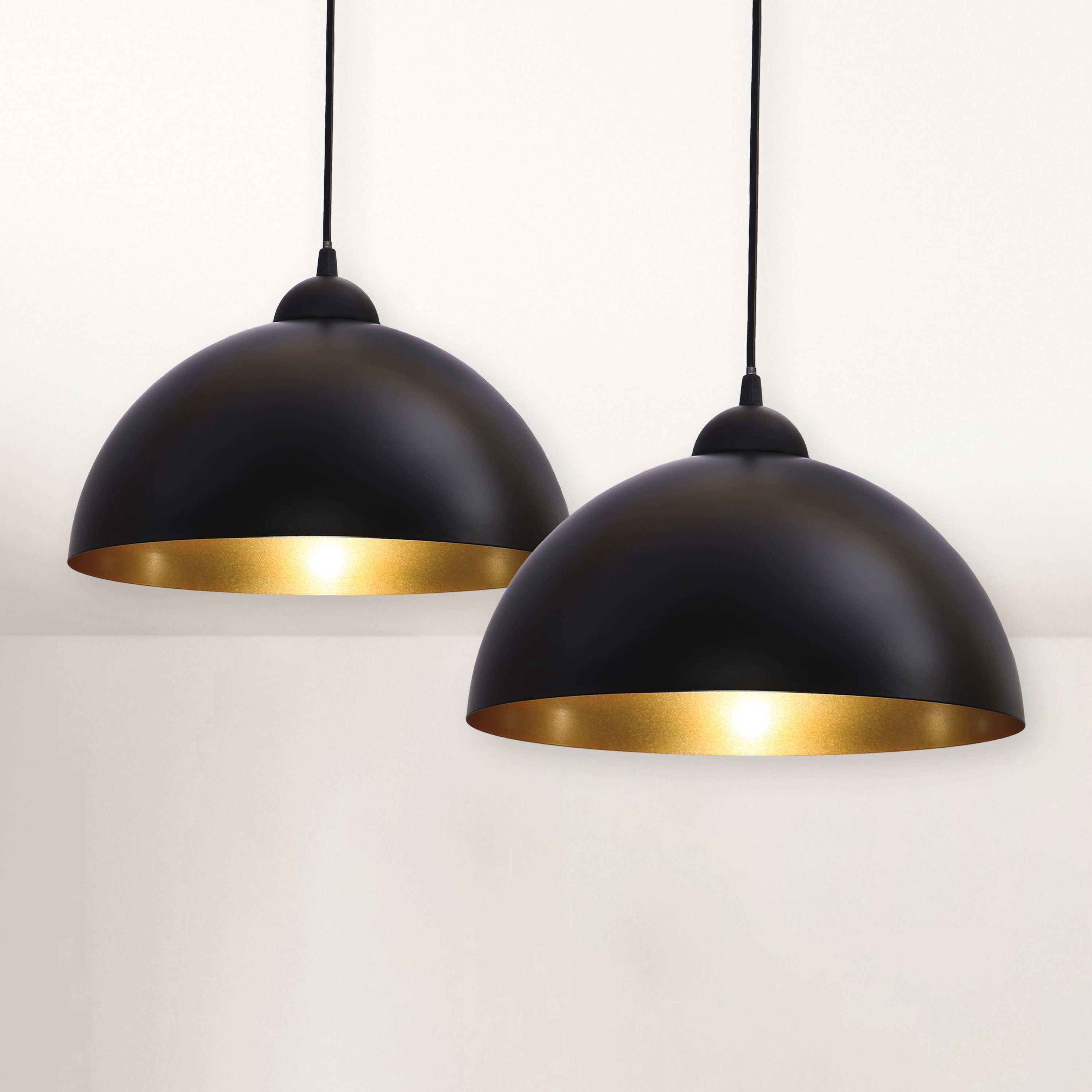 B.K.Licht Pendelleuchte Hänge-Leuchte ohne Design Deckenlampe E27 LED Auriga, Hängelampe Leuchtmittel, schwarz-gold Küche