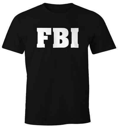 MoonWorks Print-Shirt Herren T-Shirt FBI Aufdruck Faschings-Shirt Kostüm Verkleidung Karneval Fun-Shirt Moonworks® mit Print