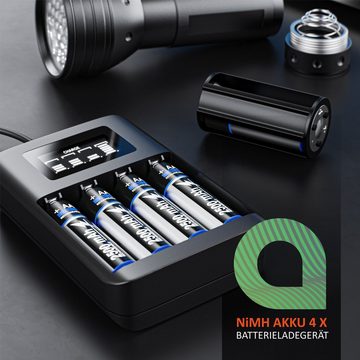 Aplic Batterie-Ladegerät (1800 mA, 4-Schacht USB Ni-MH Akku-Lader, Individuelle Ladeschachtüberwachung)