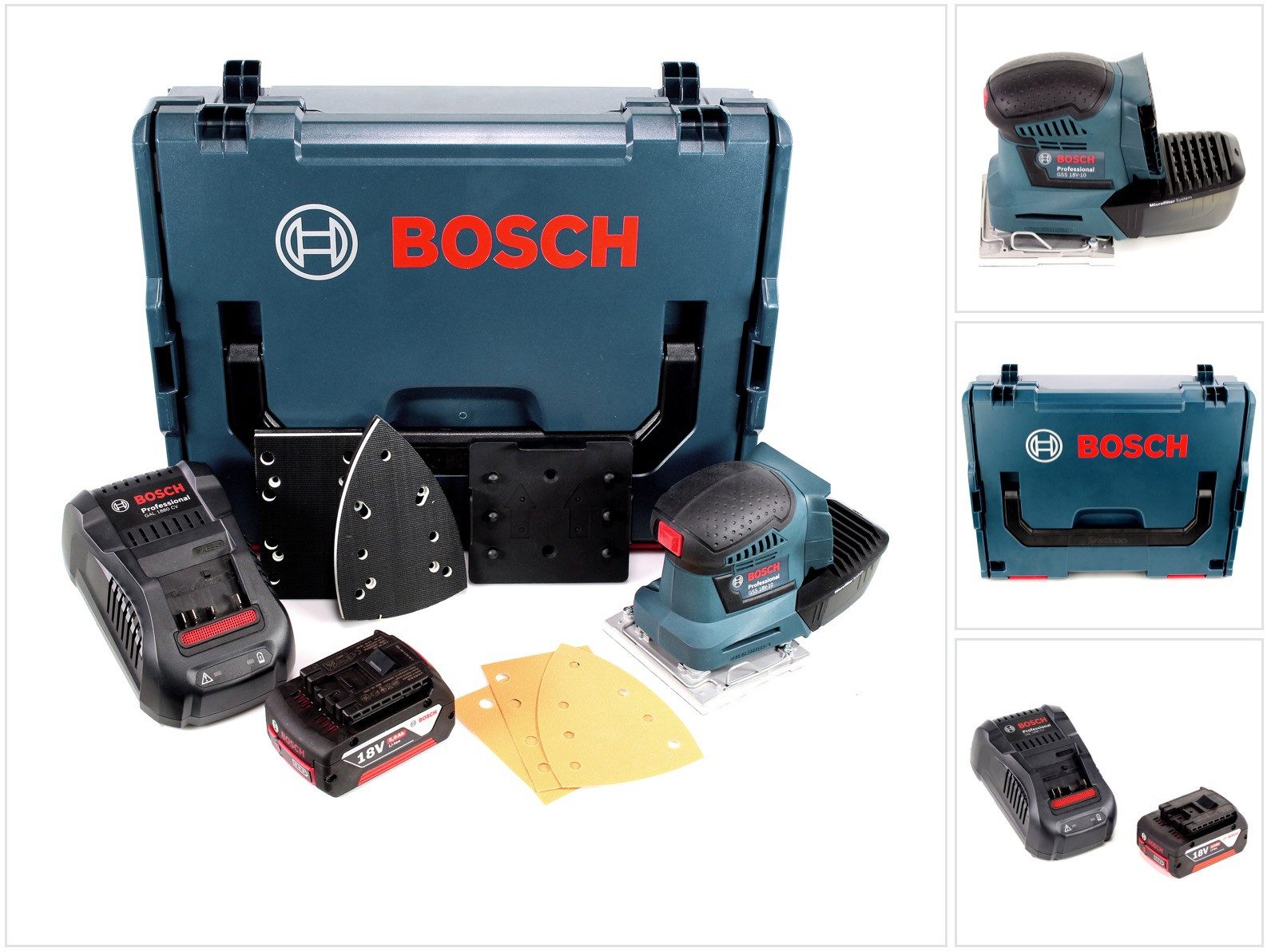Bosch Professional Akku-Schwingschleifer GSS 18V-10 18V + 1x Akku 5,0Ah + Ladegerät + L-Boxx
